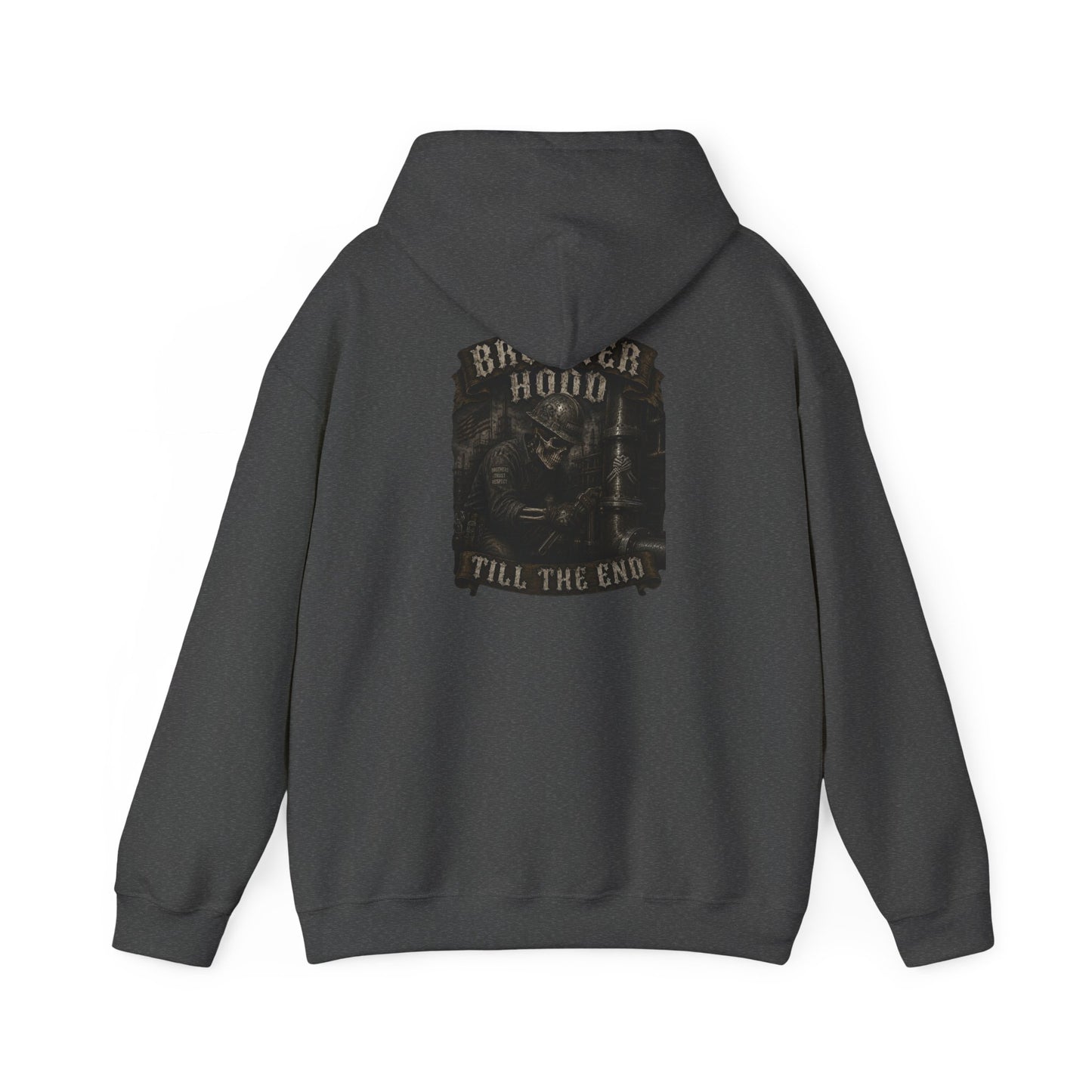 Brotherhood Till The End Hoodie — Vintage Skull Motorcycle Club Pullover
