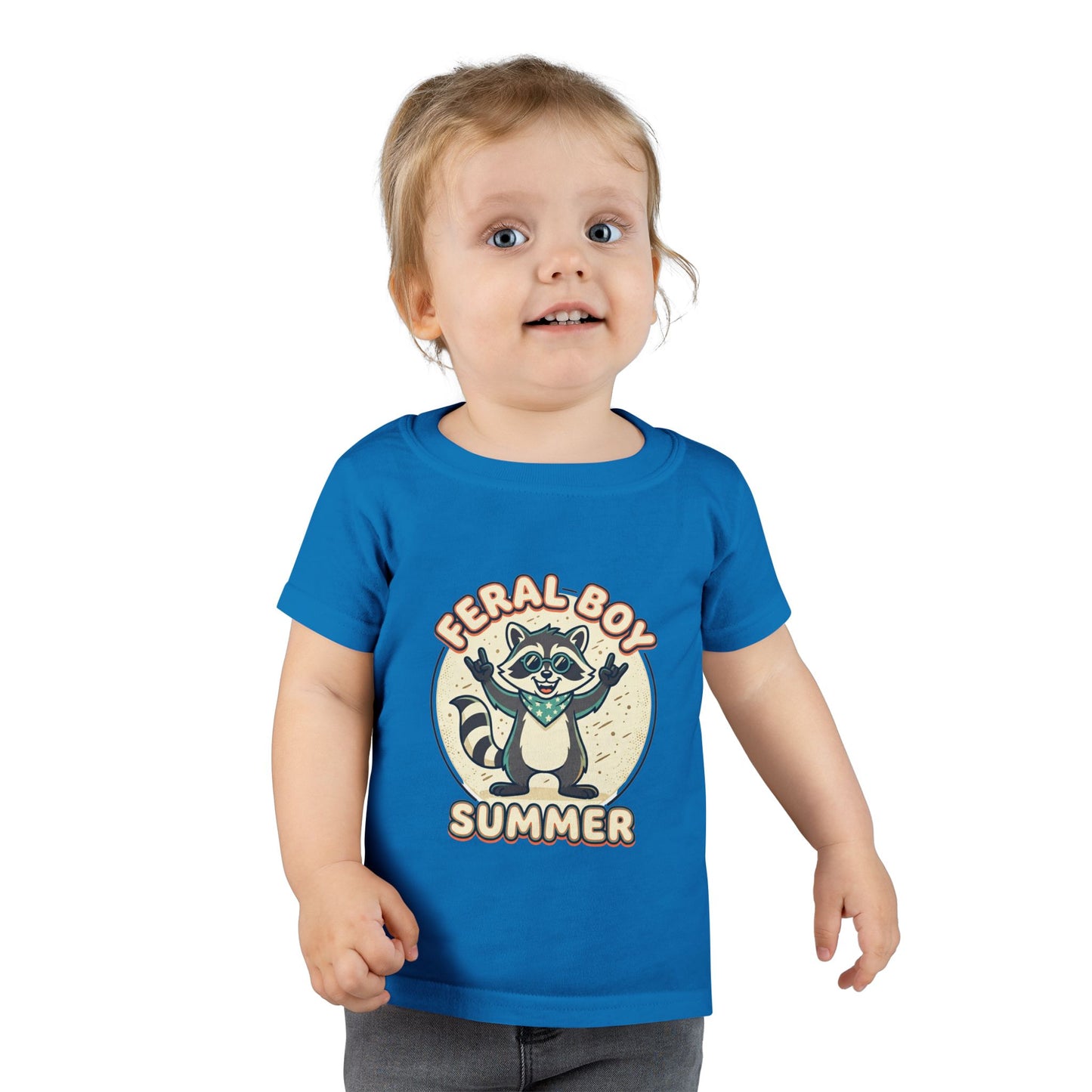 Feral Boy Summer Toddler T-Shirt — Cute Raccoon Graphic Tee for Kids