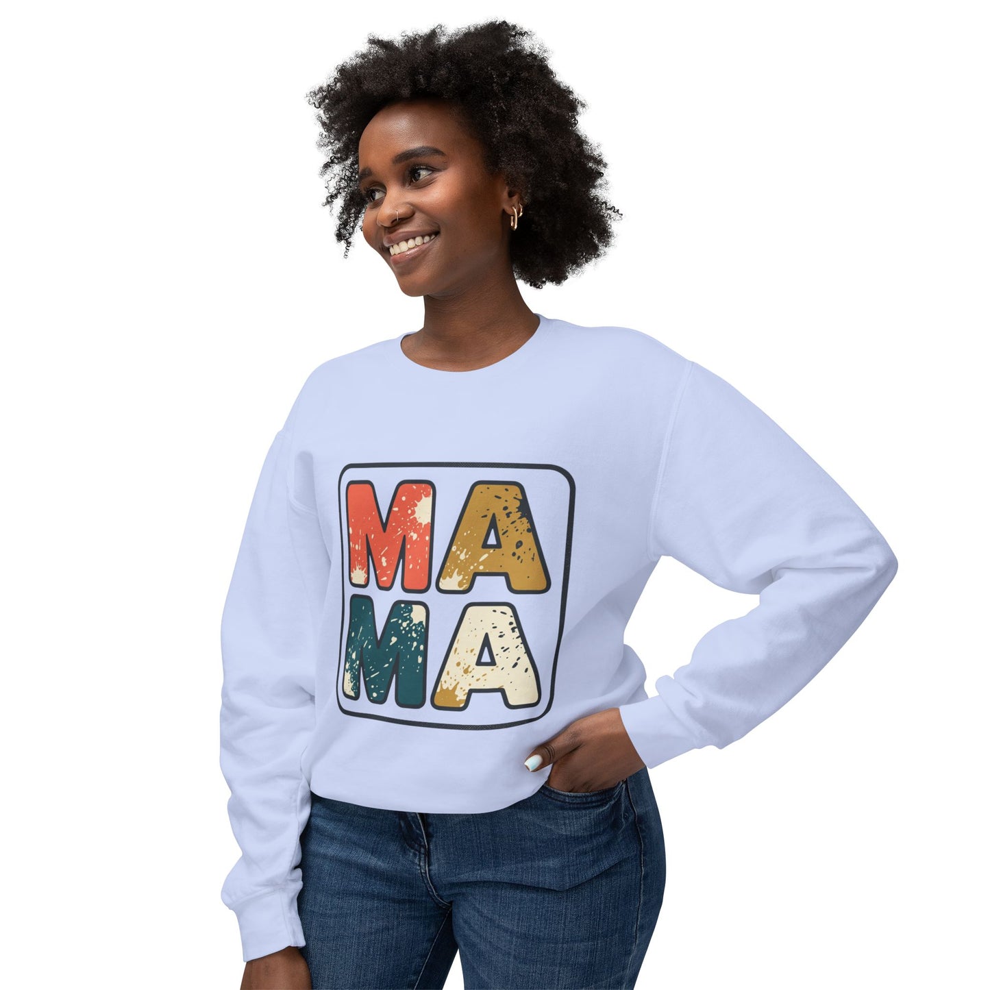 Mama Vintage Block Crewneck Sweatshirt — Retro Distressed "MAMA" Mom Gift