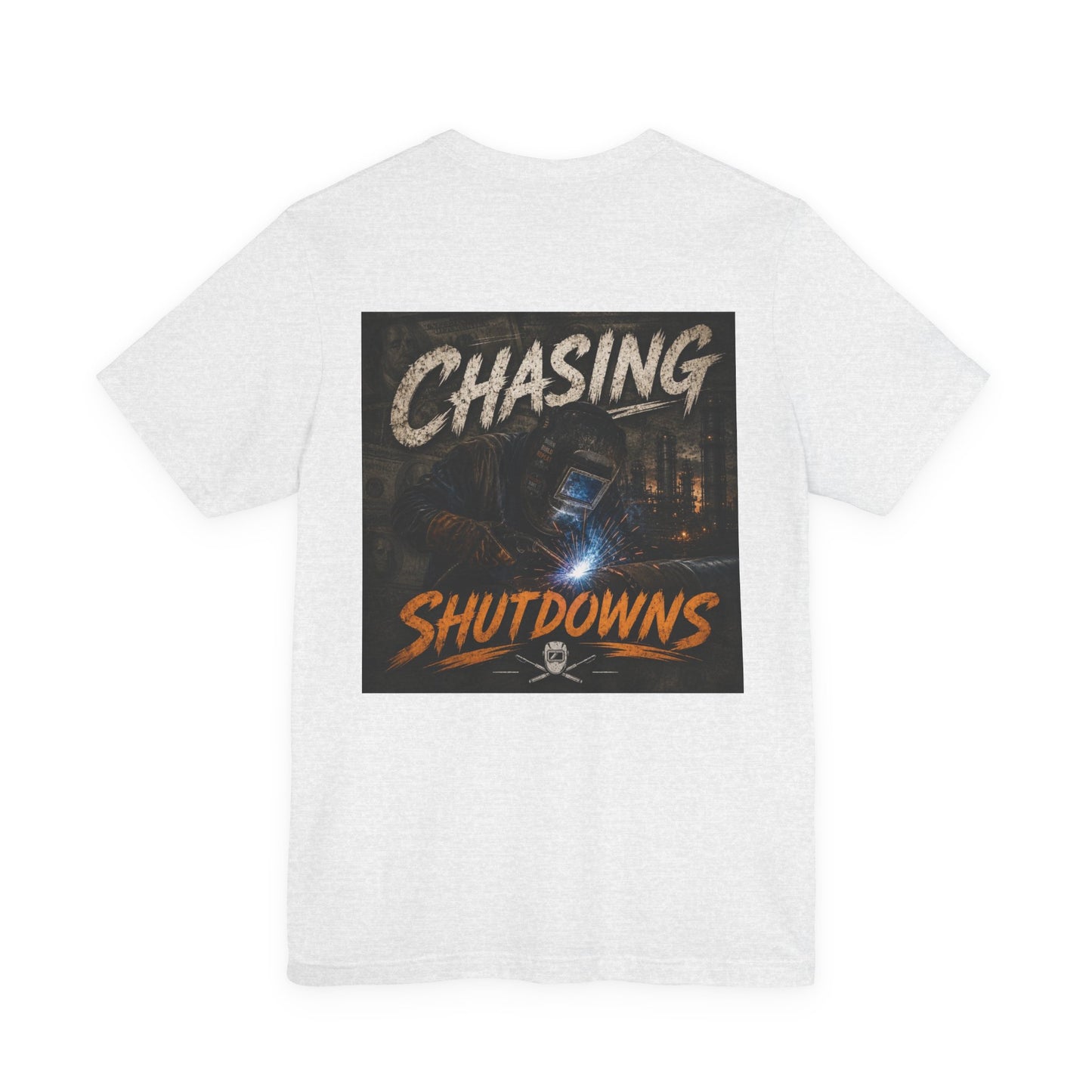 Chasing Shutdowns Graphic Tee — Industrial Welding Crew Shirt
