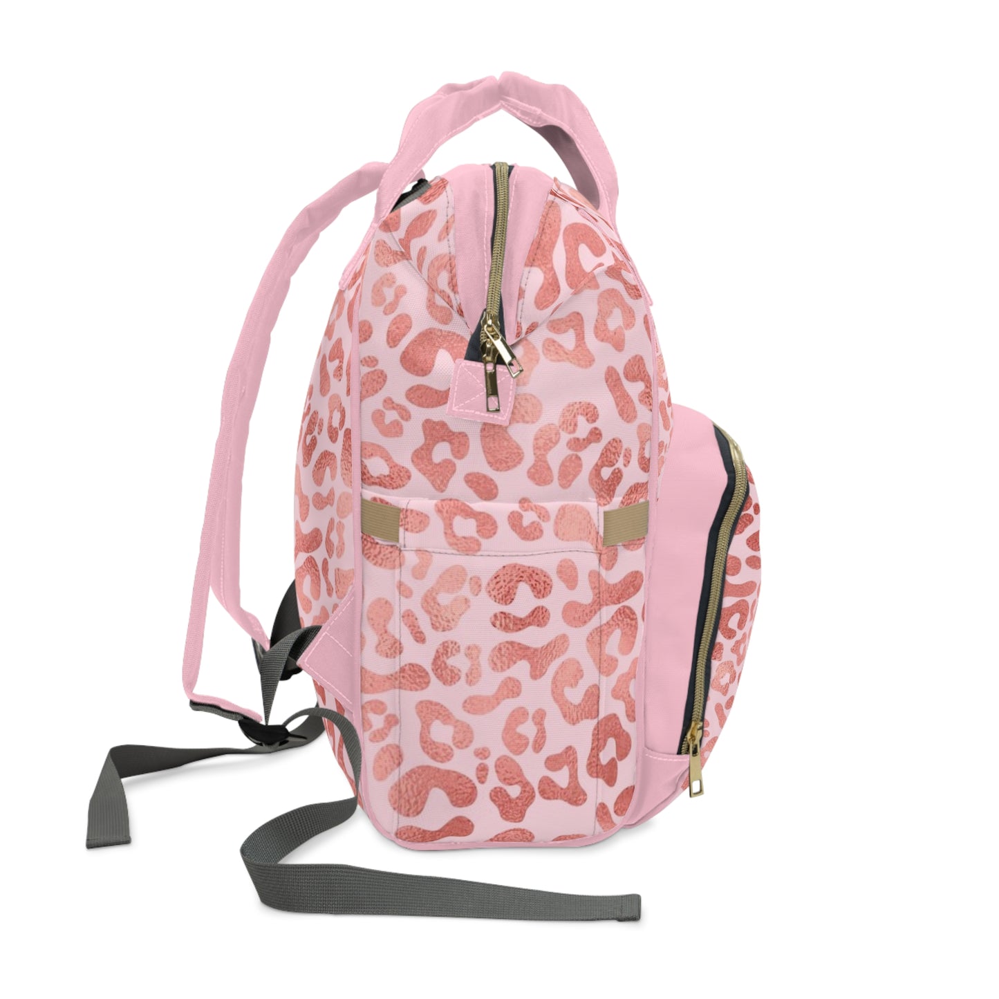 Pink Leopard Diaper Backpack — Multifunctional Baby Bag with Changing Mat