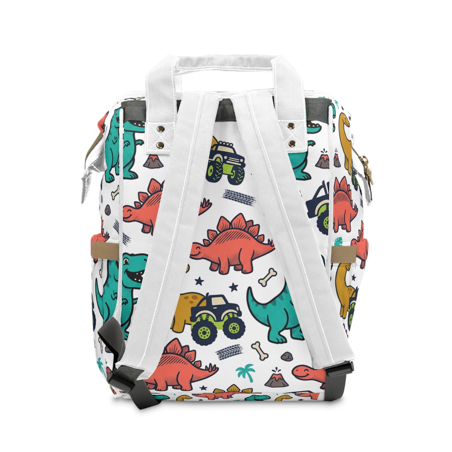 Dino Print Diaper Backpack — Multifunctional Baby Bag with Playful Dinosaur Pattern