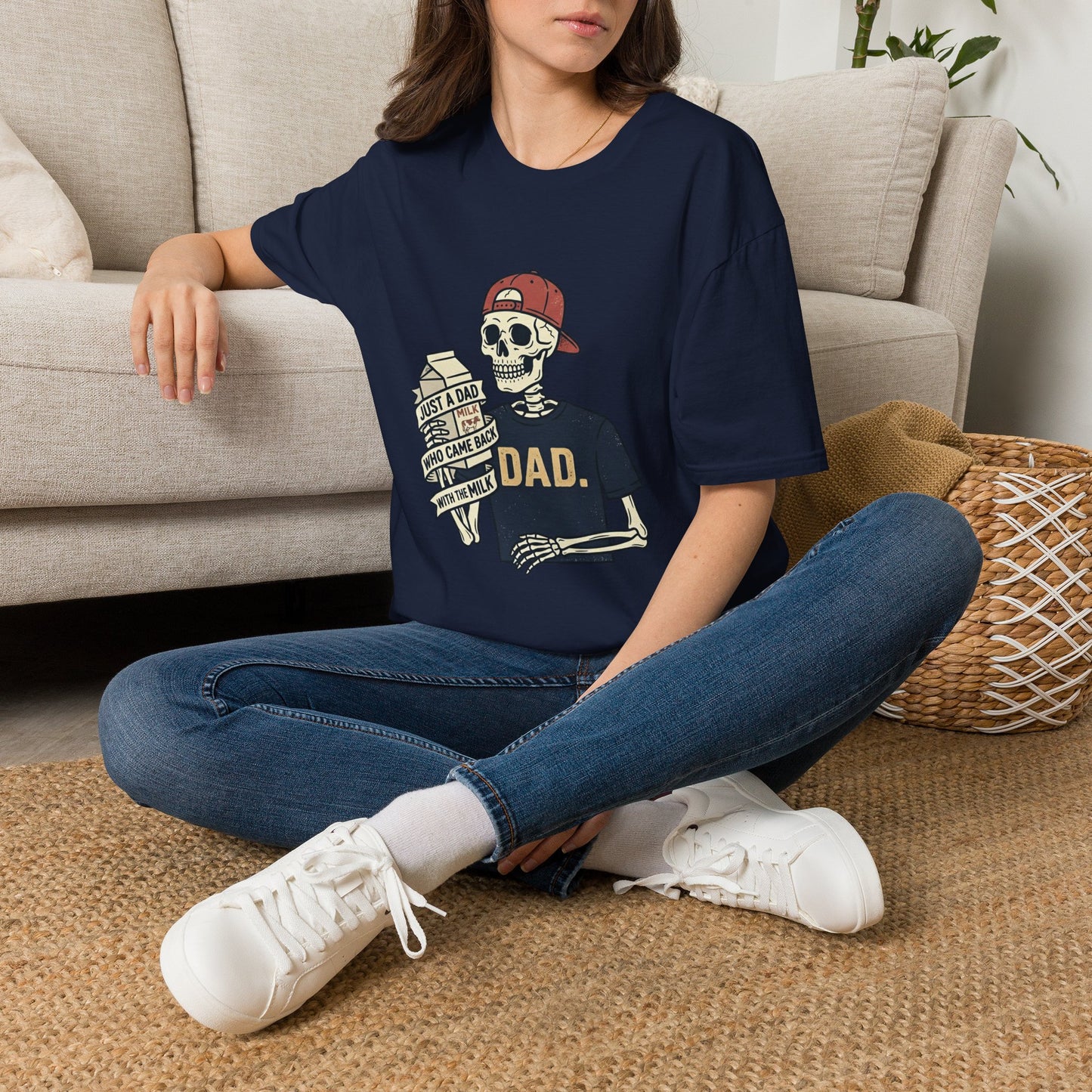 Dad Skeleton T-Shirt — "Just A Dad" Retro Skull Tee