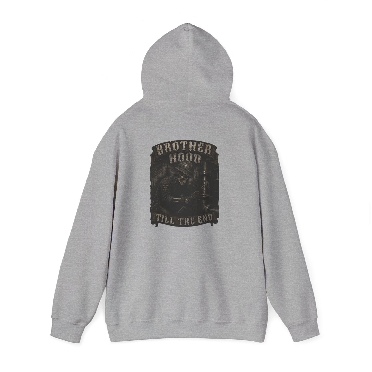 Brotherhood Till The End Hoodie — Vintage Skull Motorcycle Club Pullover