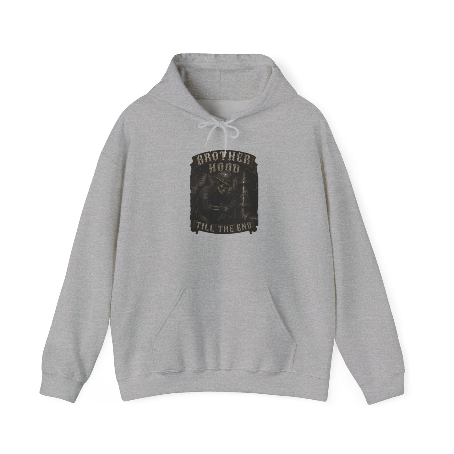 Brotherhood Till The End Hoodie — Vintage Skull Motorcycle Club Pullover