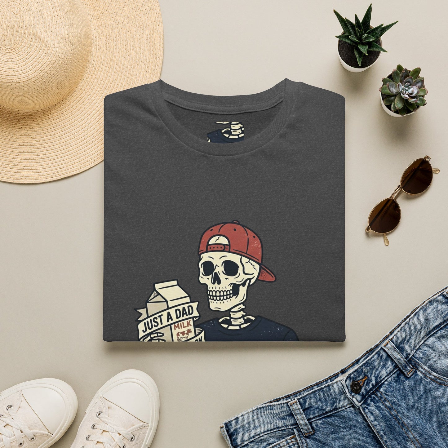 Dad Skeleton T-Shirt — "Just A Dad" Retro Skull Tee