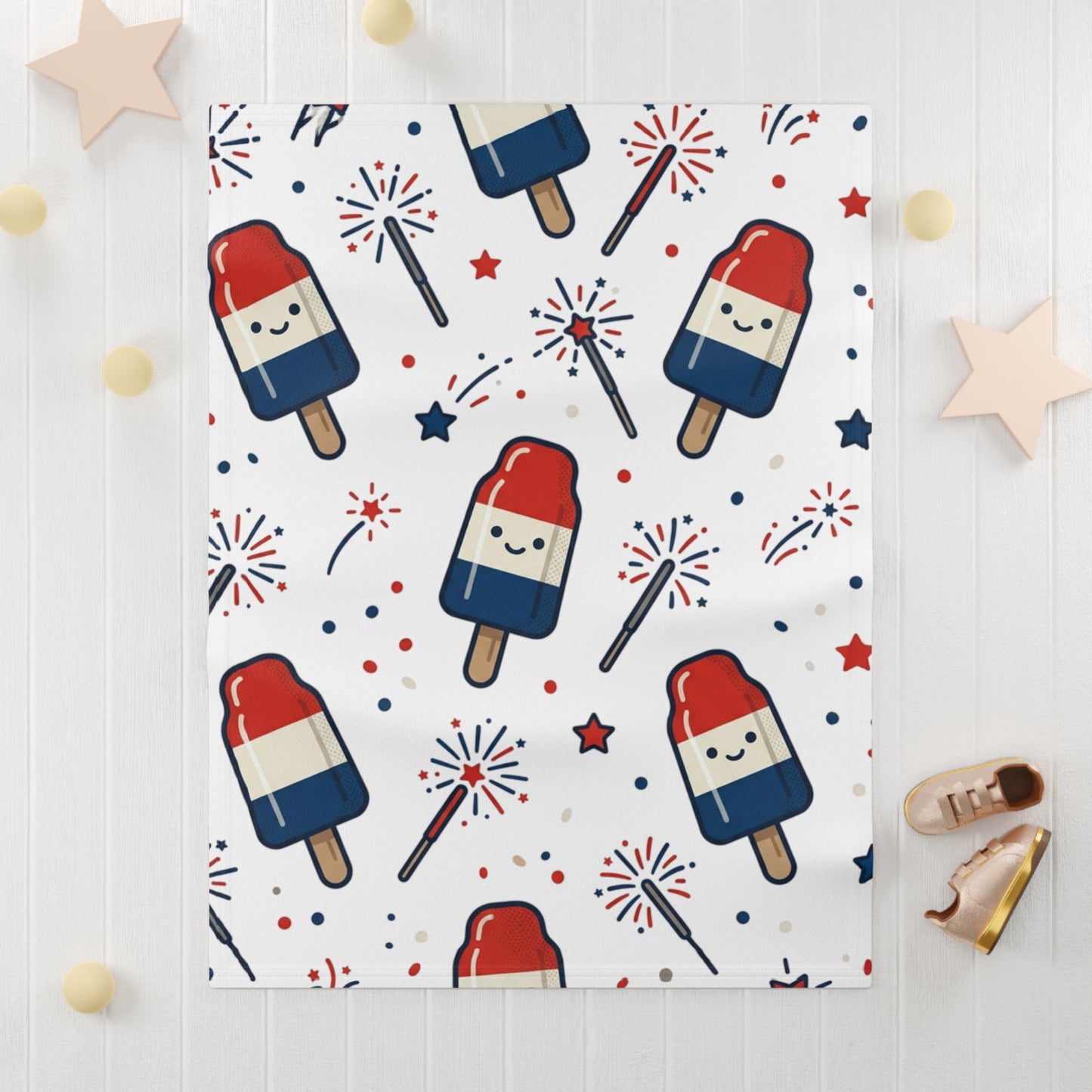 Patriotic Popsicle Baby Blanket – 4th of July Fleece Lovey
