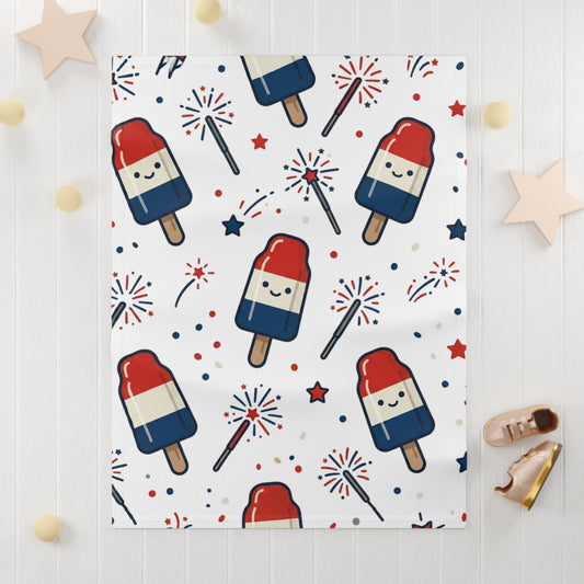 Patriotic Popsicle Baby Blanket – 4th of July Fleece Lovey