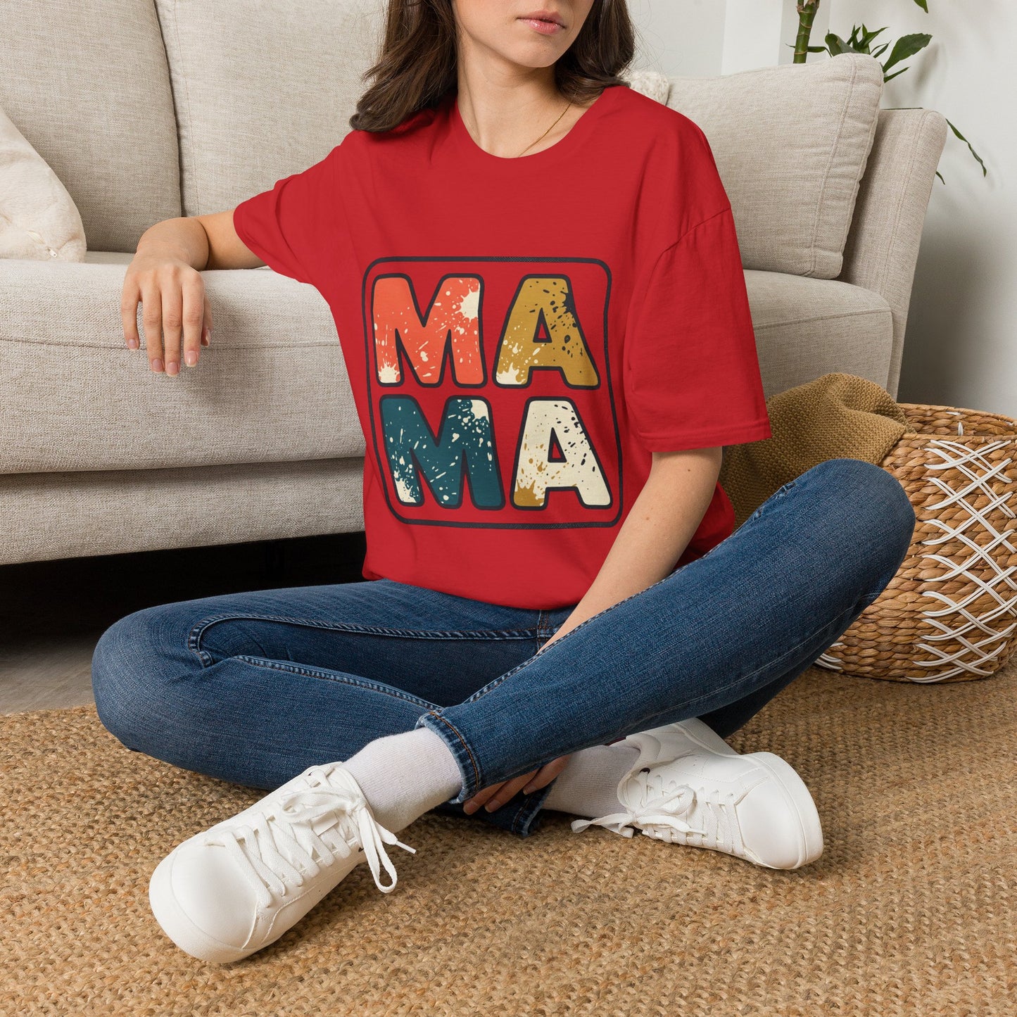 Mama Retro Graphic T-Shirt — Vintage Colorblock Mama Tee for Moms