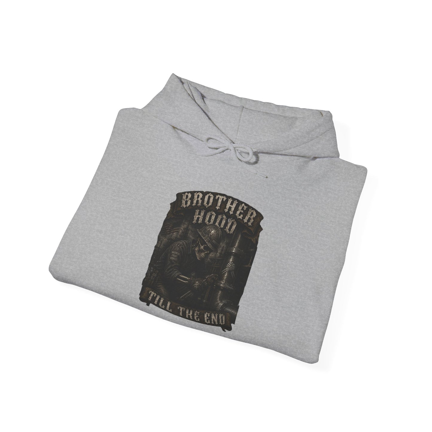 Brotherhood Till The End Hoodie — Vintage Skull Motorcycle Club Pullover