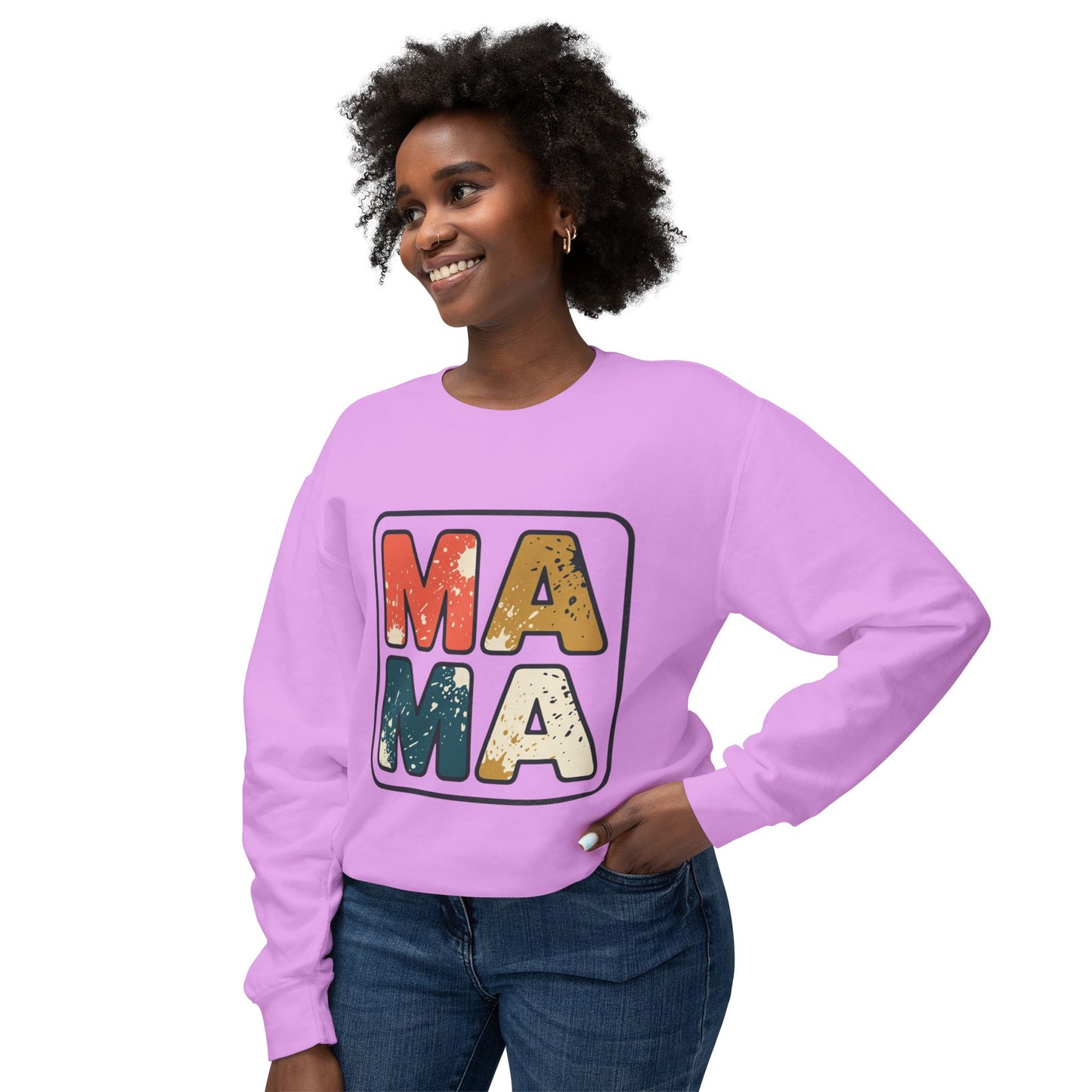 Mama Vintage Block Crewneck Sweatshirt — Retro Distressed "MAMA" Mom Gift