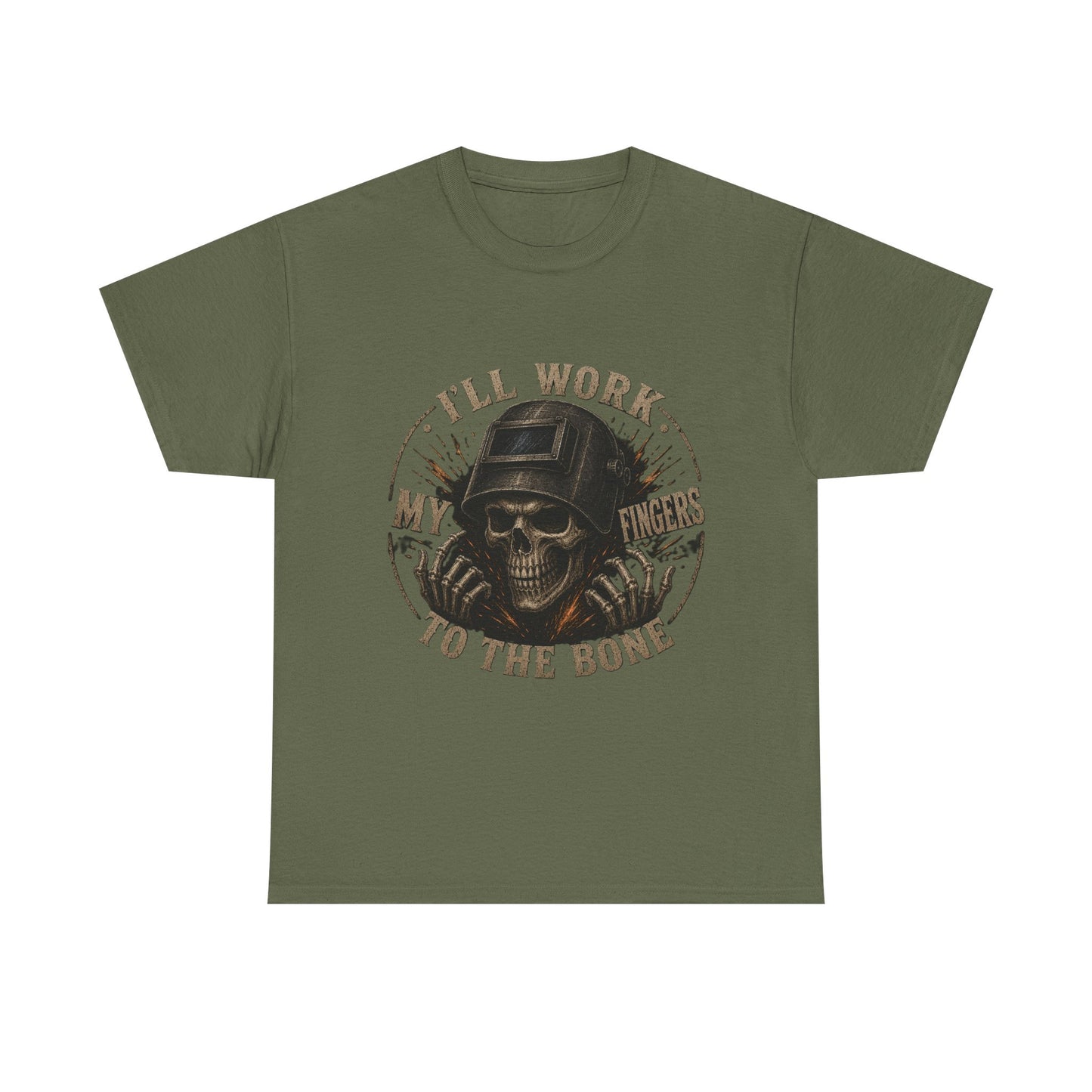 Welding Skull Tee — "I’ll Work My Fingers to the Bone" Vintage Mechanic Shirt