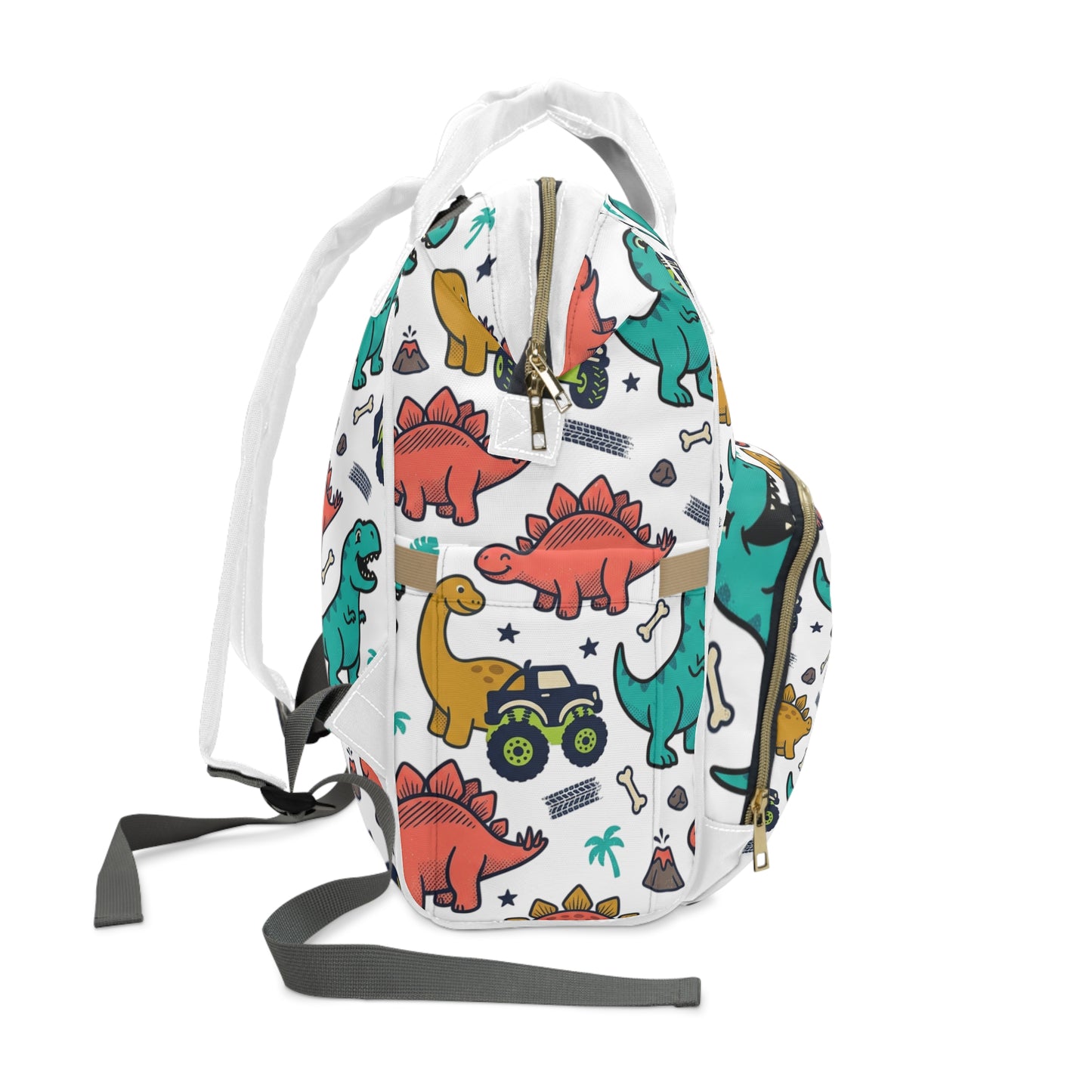 Dino Print Diaper Backpack — Multifunctional Baby Bag with Playful Dinosaur Pattern