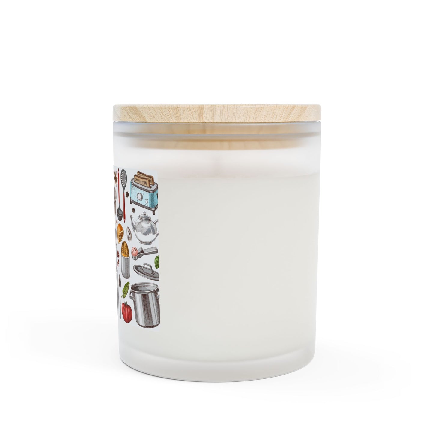 11oz Frosted Glass Candle — Kitchen Tools Illustration Scented Candle