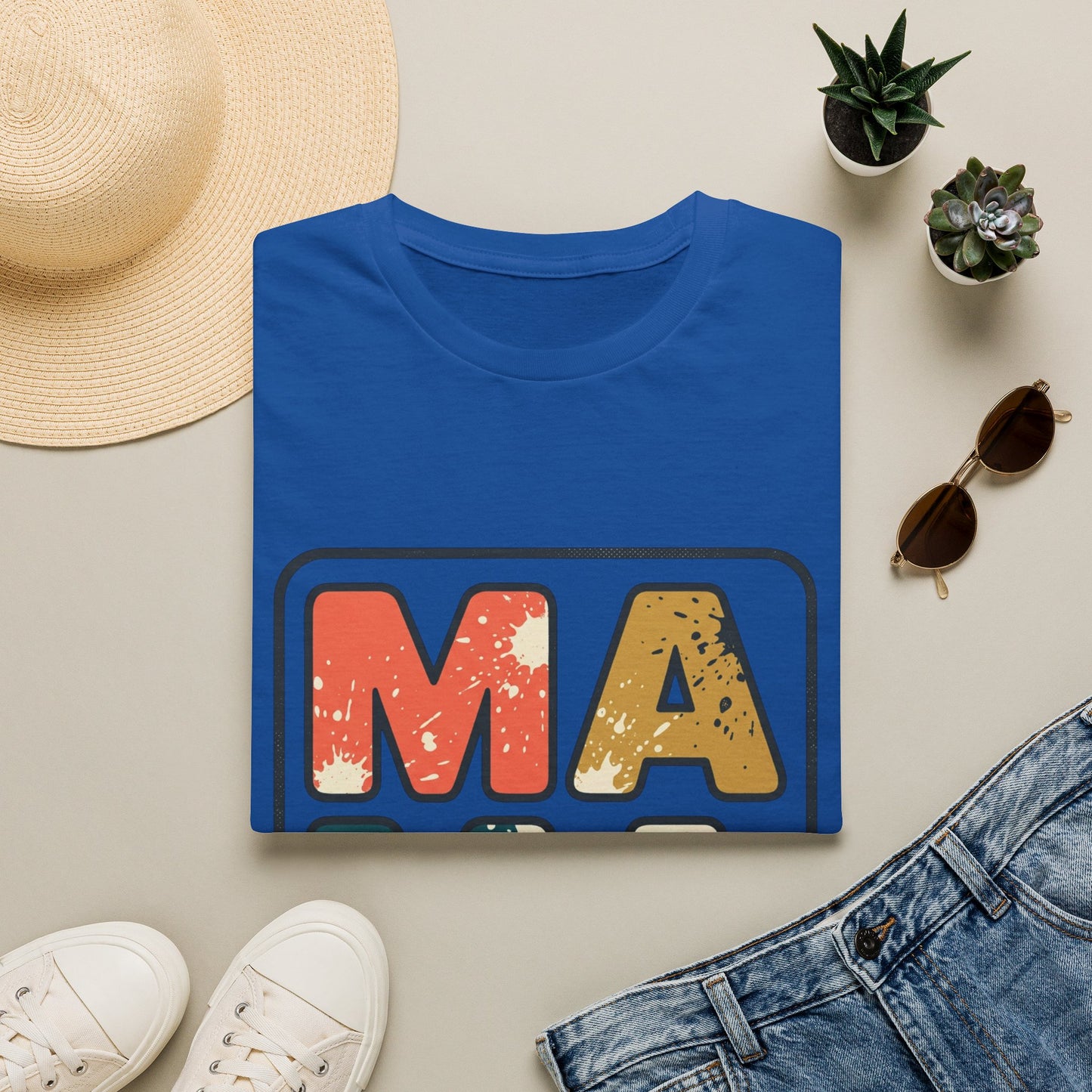 Mama Retro Graphic T-Shirt — Vintage Colorblock Mama Tee for Moms