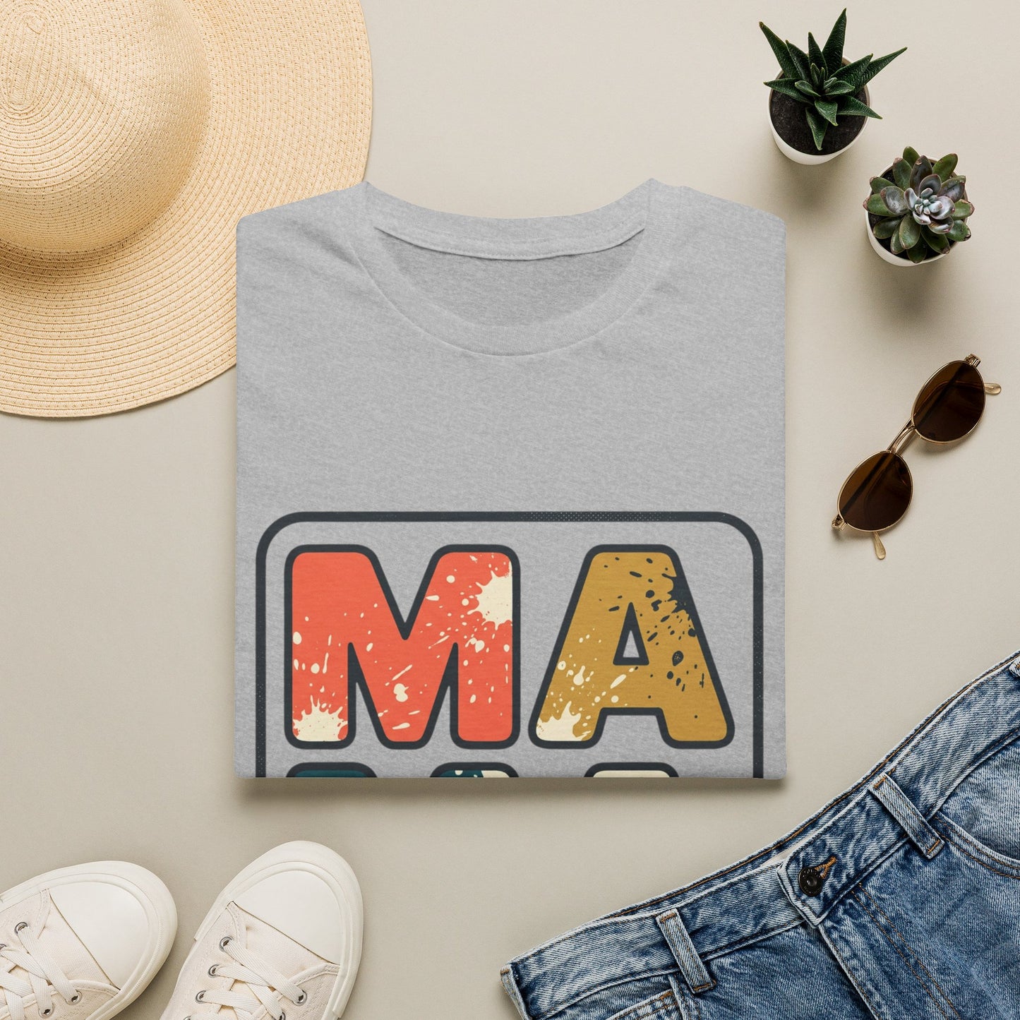 Mama Retro Graphic T-Shirt — Vintage Colorblock Mama Tee for Moms