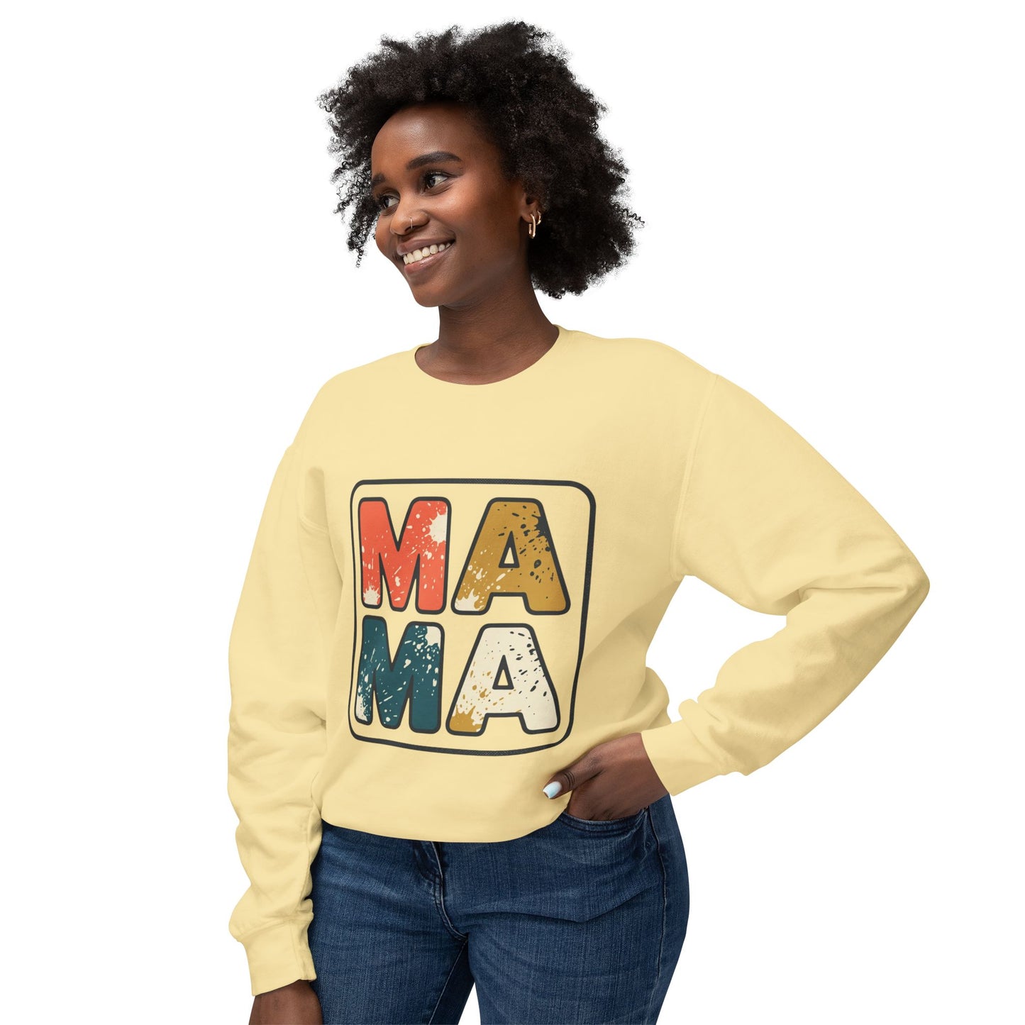 Mama Vintage Block Crewneck Sweatshirt — Retro Distressed "MAMA" Mom Gift