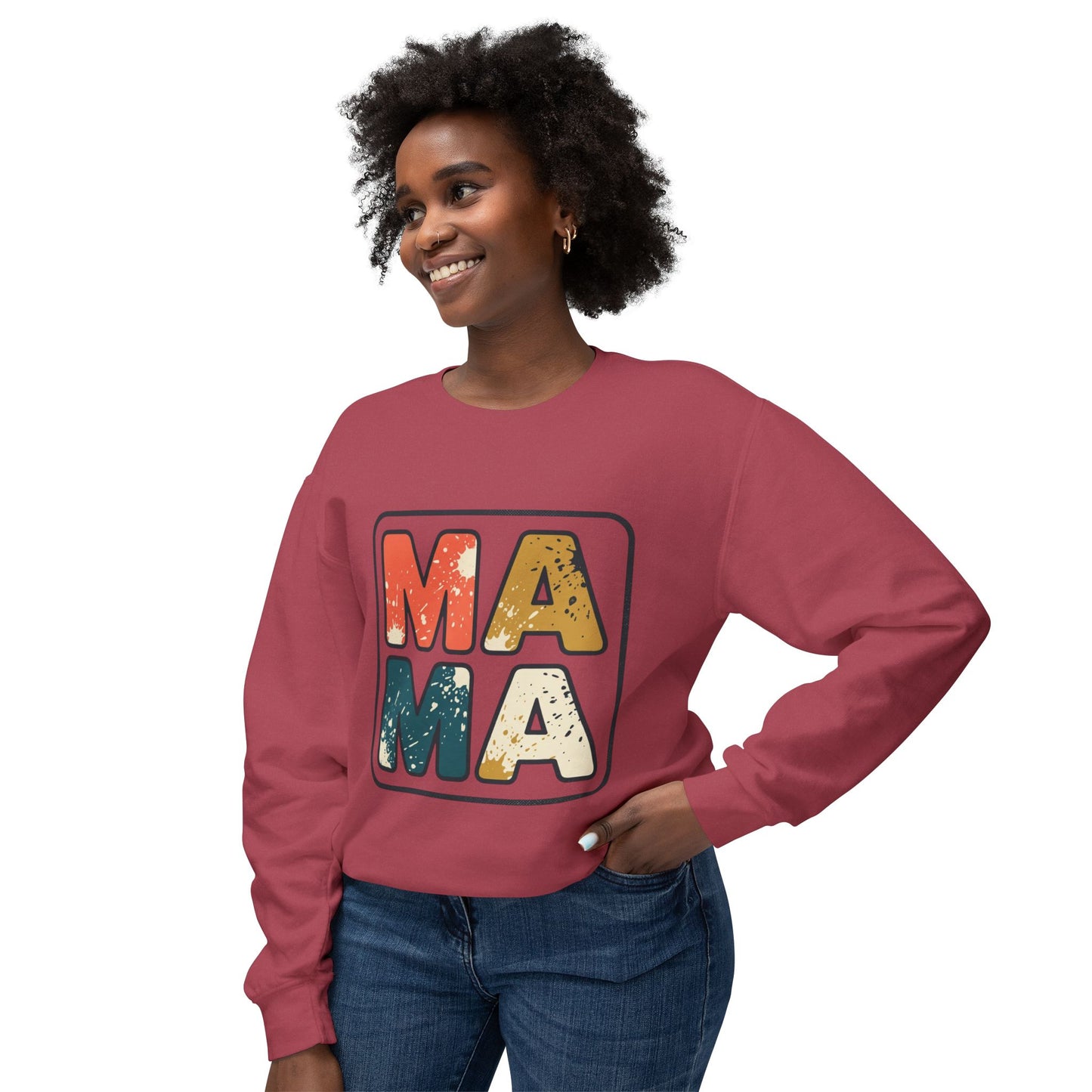 Mama Vintage Block Crewneck Sweatshirt — Retro Distressed "MAMA" Mom Gift