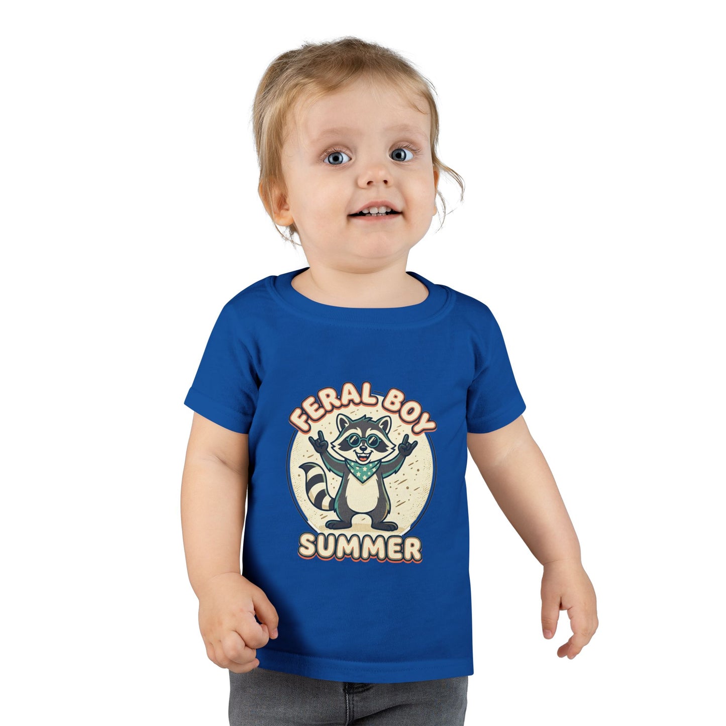 Feral Boy Summer Toddler T-Shirt — Cute Raccoon Graphic Tee for Kids