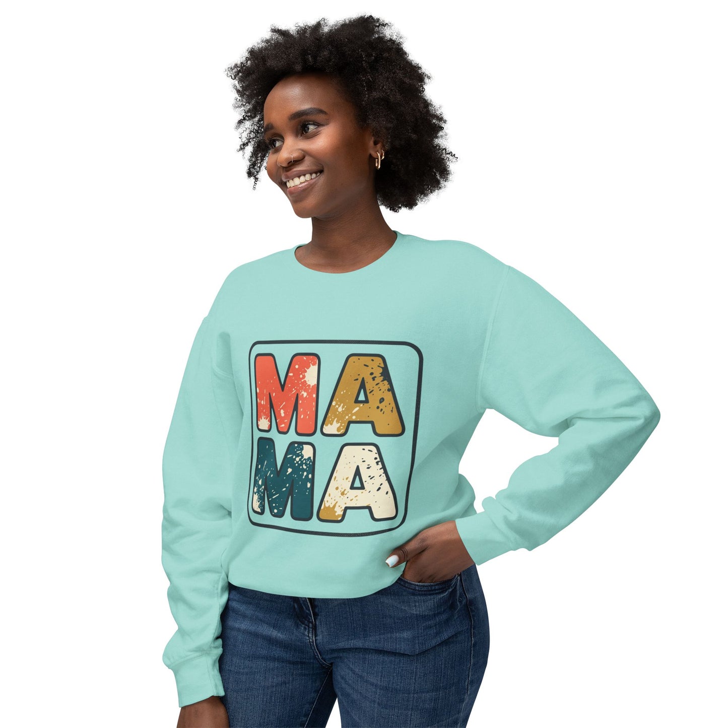 Mama Vintage Block Crewneck Sweatshirt — Retro Distressed "MAMA" Mom Gift