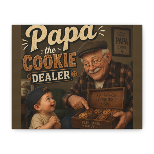 Papa the Cookie Dealer Canvas Wall Art — Grandpa & Grandson Vintage Kitchen Decor