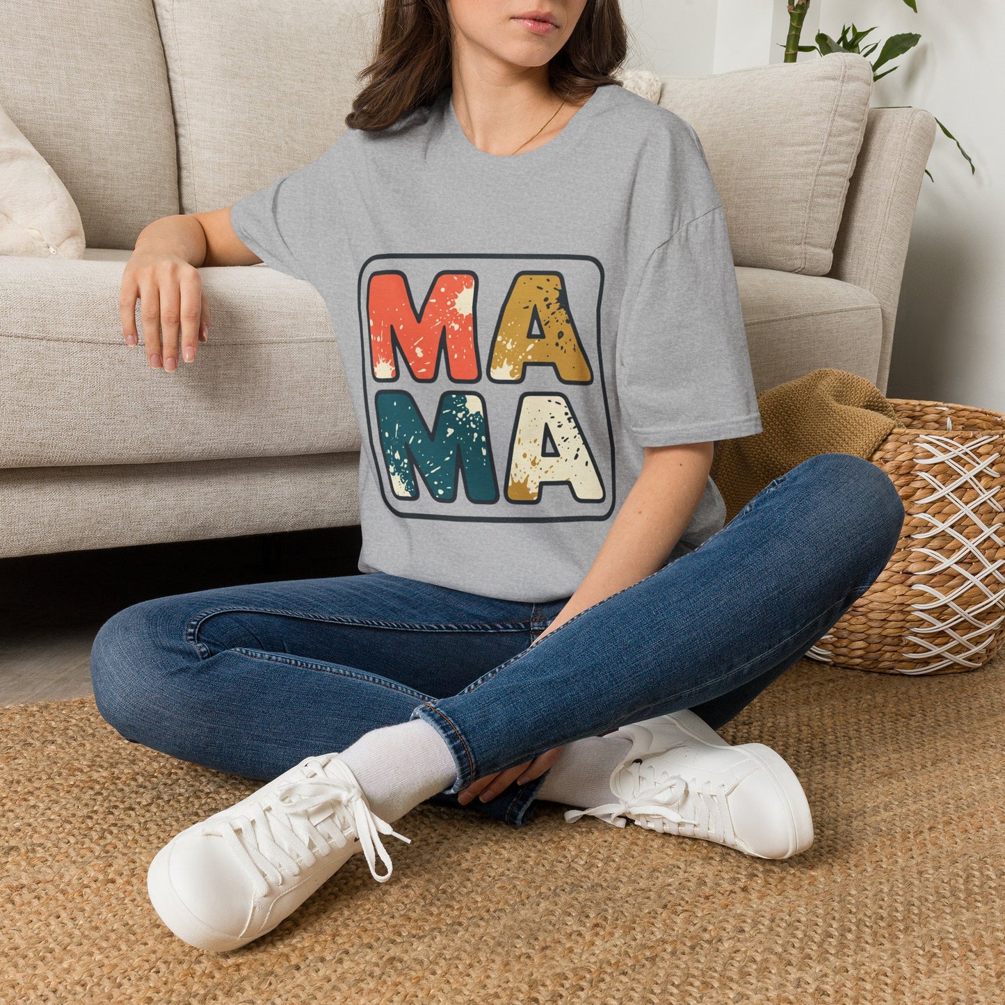 Mama Retro Graphic T-Shirt — Vintage Colorblock Mama Tee for Moms