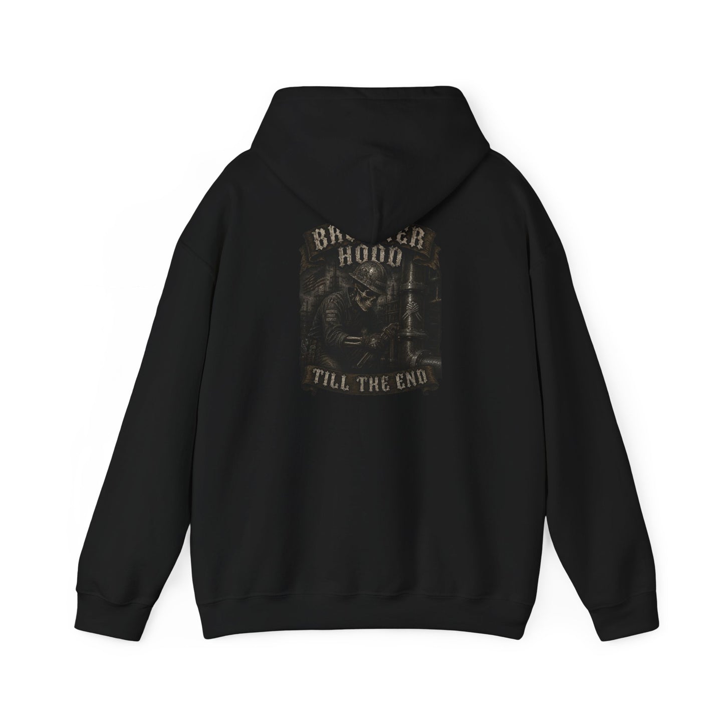 Brotherhood Till The End Hoodie — Vintage Skull Motorcycle Club Pullover