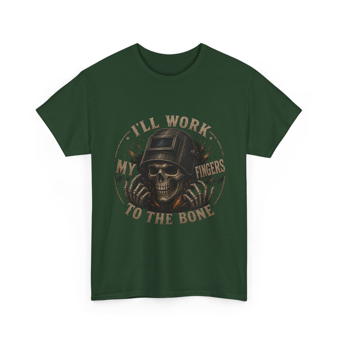 Welding Skull Tee — "I’ll Work My Fingers to the Bone" Vintage Mechanic Shirt