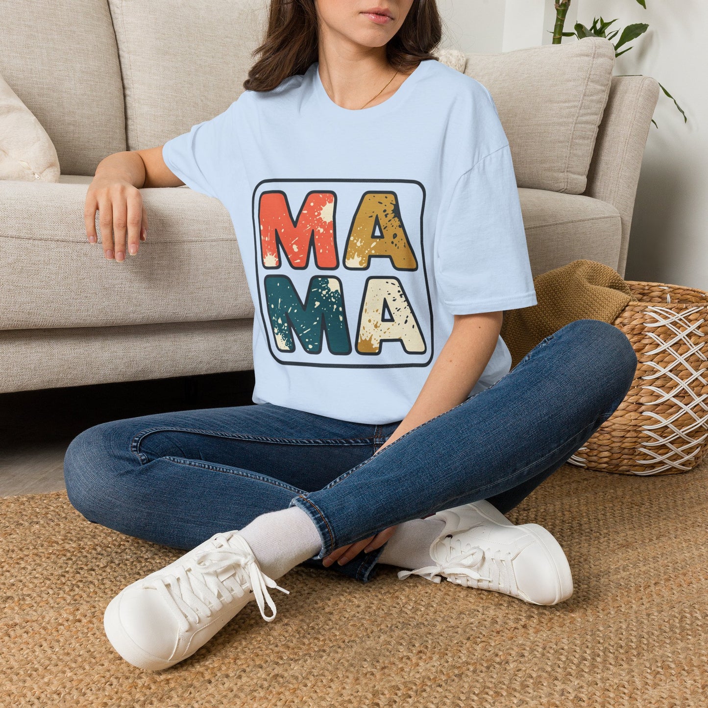 Mama Retro Graphic T-Shirt — Vintage Colorblock Mama Tee for Moms