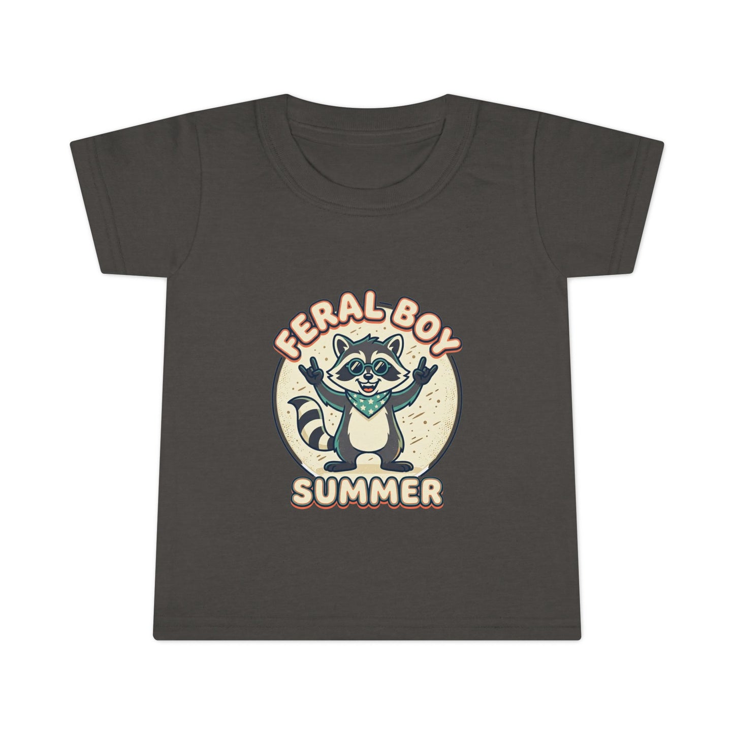 Feral Boy Summer Toddler T-Shirt — Cute Raccoon Graphic Tee for Kids