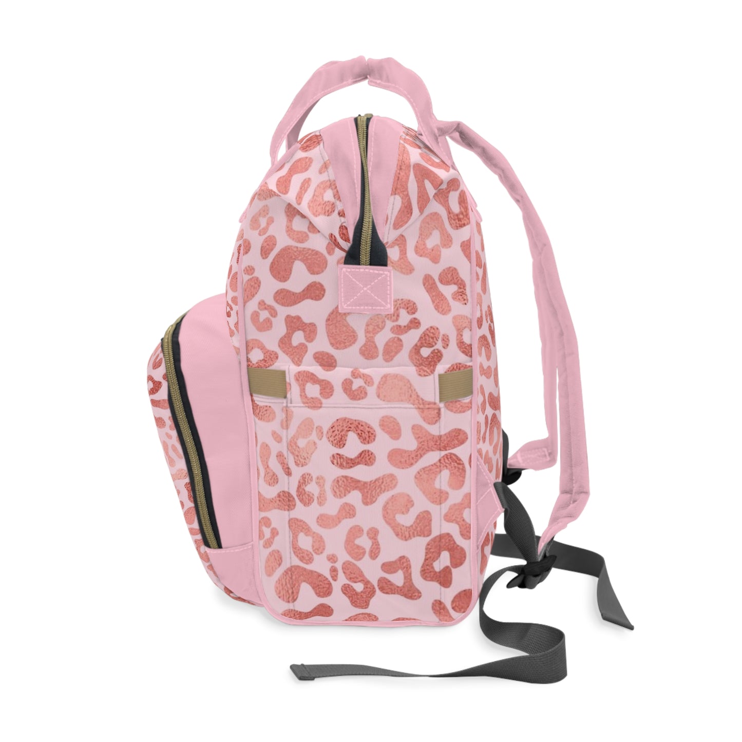 Pink Leopard Diaper Backpack — Multifunctional Baby Bag with Changing Mat