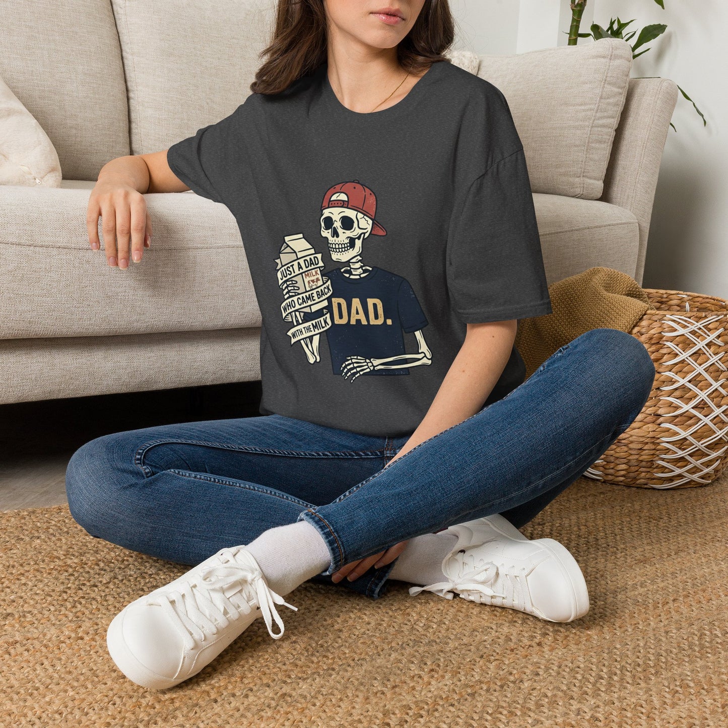 Dad Skeleton T-Shirt — "Just A Dad" Retro Skull Tee