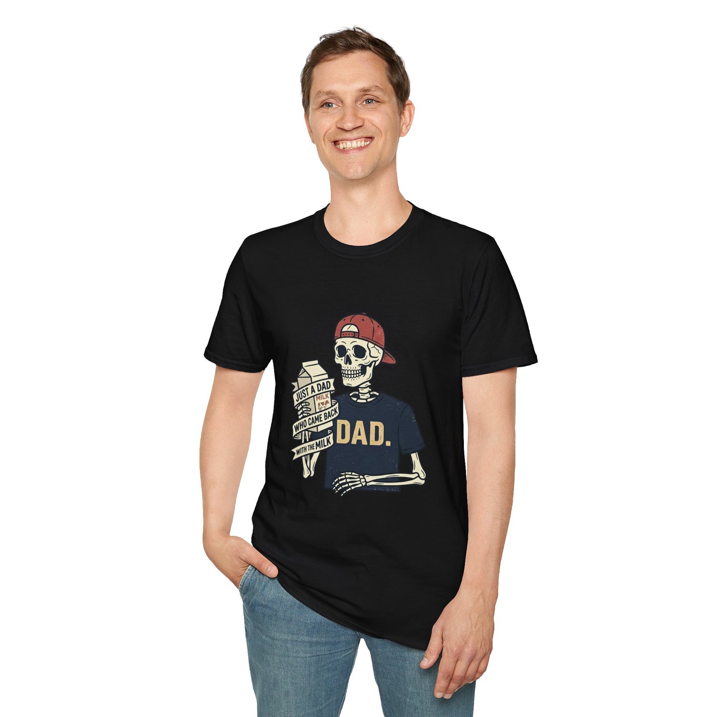 Dad Skeleton T-Shirt — "Just A Dad" Retro Skull Tee