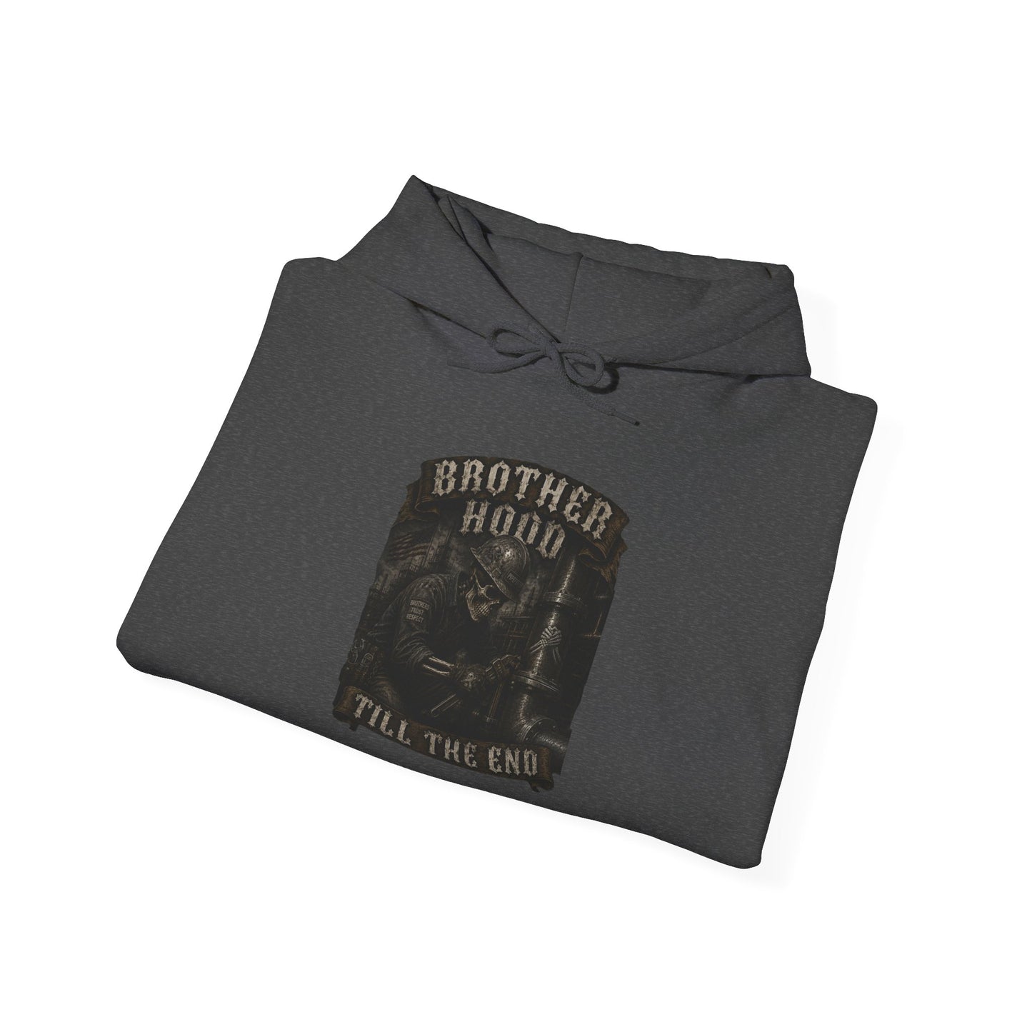Brotherhood Till The End Hoodie — Vintage Skull Motorcycle Club Pullover