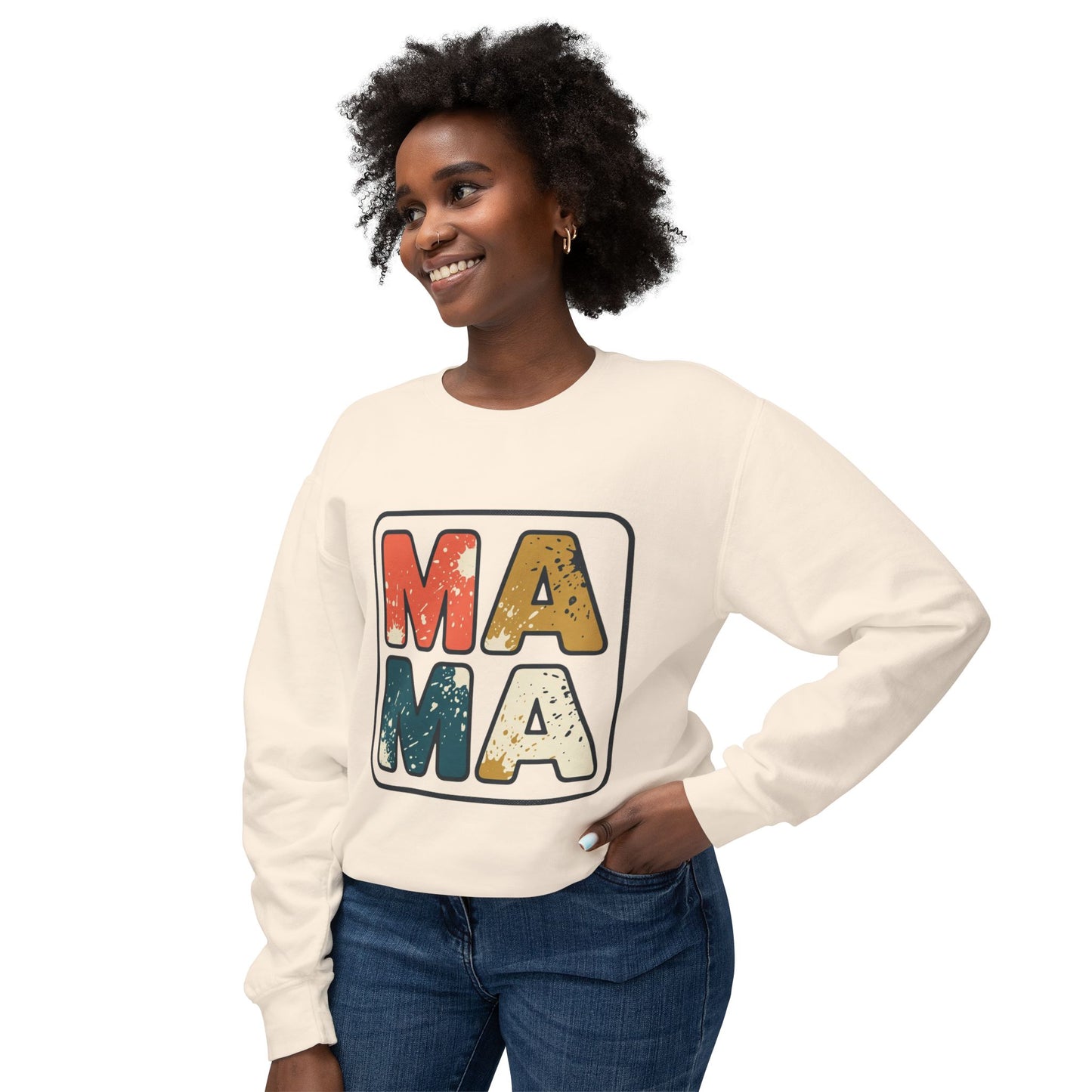 Mama Vintage Block Crewneck Sweatshirt — Retro Distressed "MAMA" Mom Gift