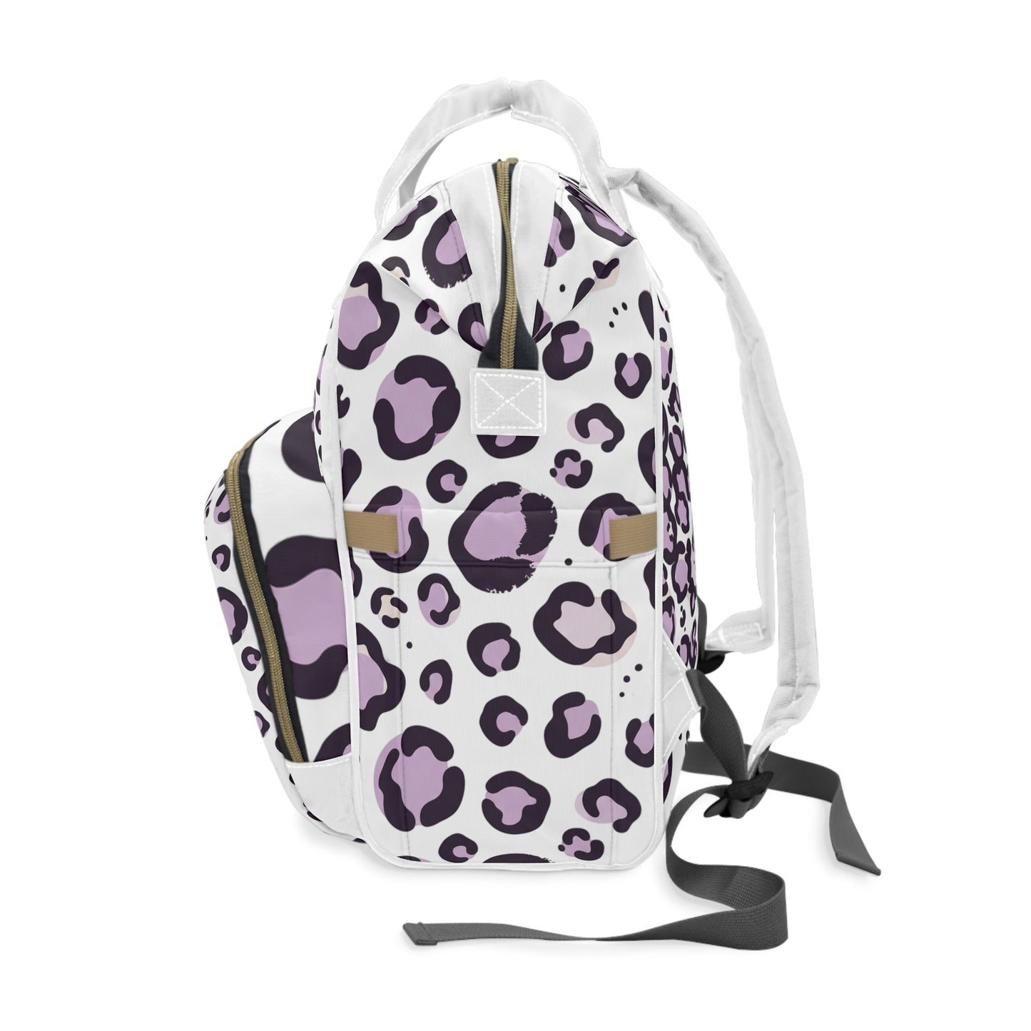 Purple Leopard Print Diaper Backpack – Multifunctional Baby Bag with Changing Pocket