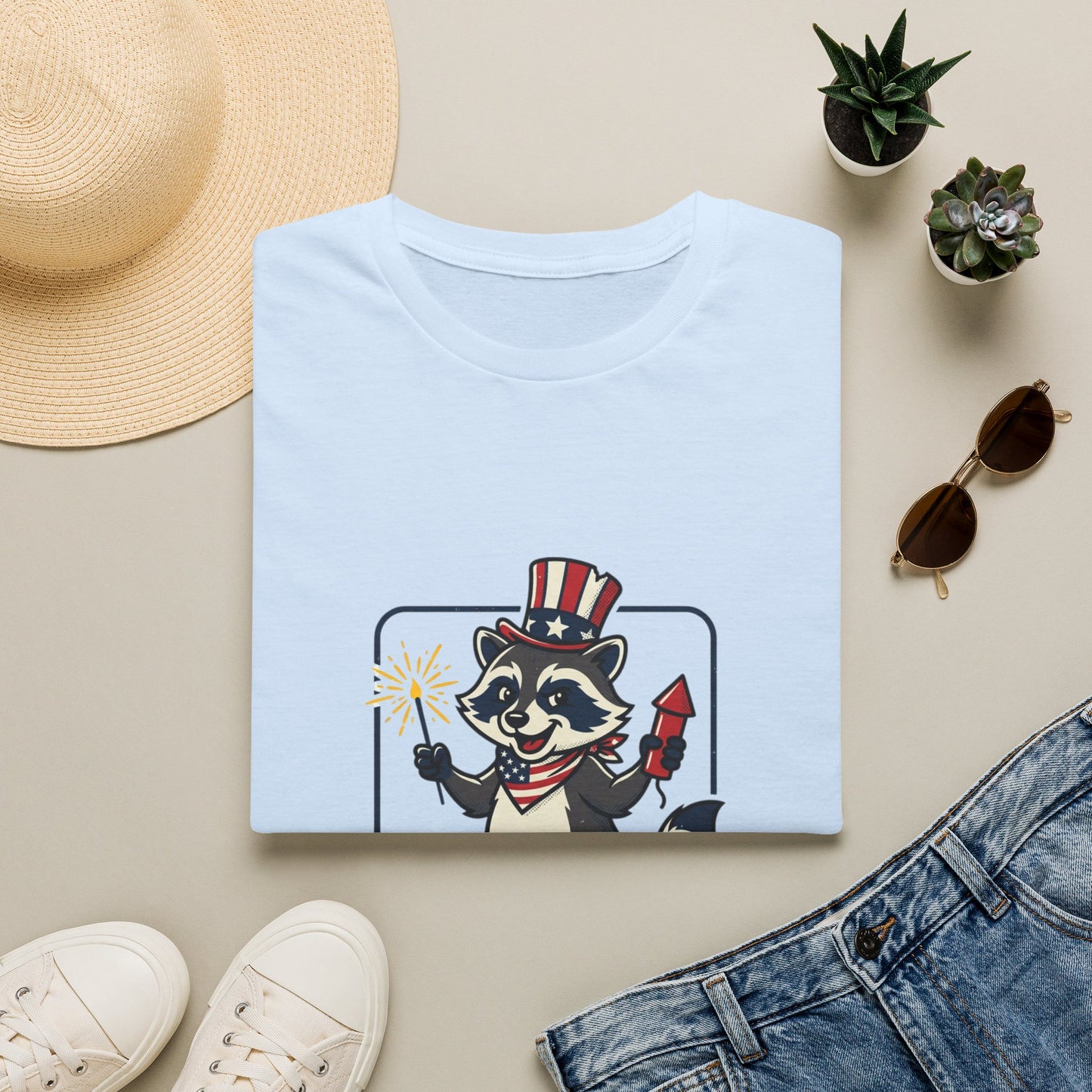 Patriotic Raccoon T‑Shirt — 'Let’s Get Hammered and Blow Shit Up' Fourth of July Tee