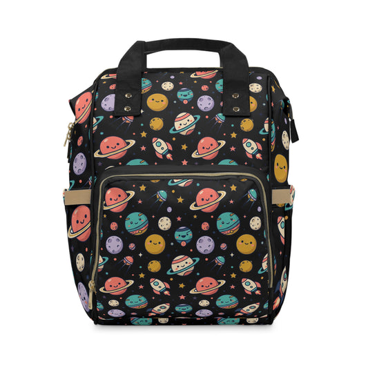 Space Themed Diaper Bag — Cute Galactic Print Multifunctional Nappy Bag