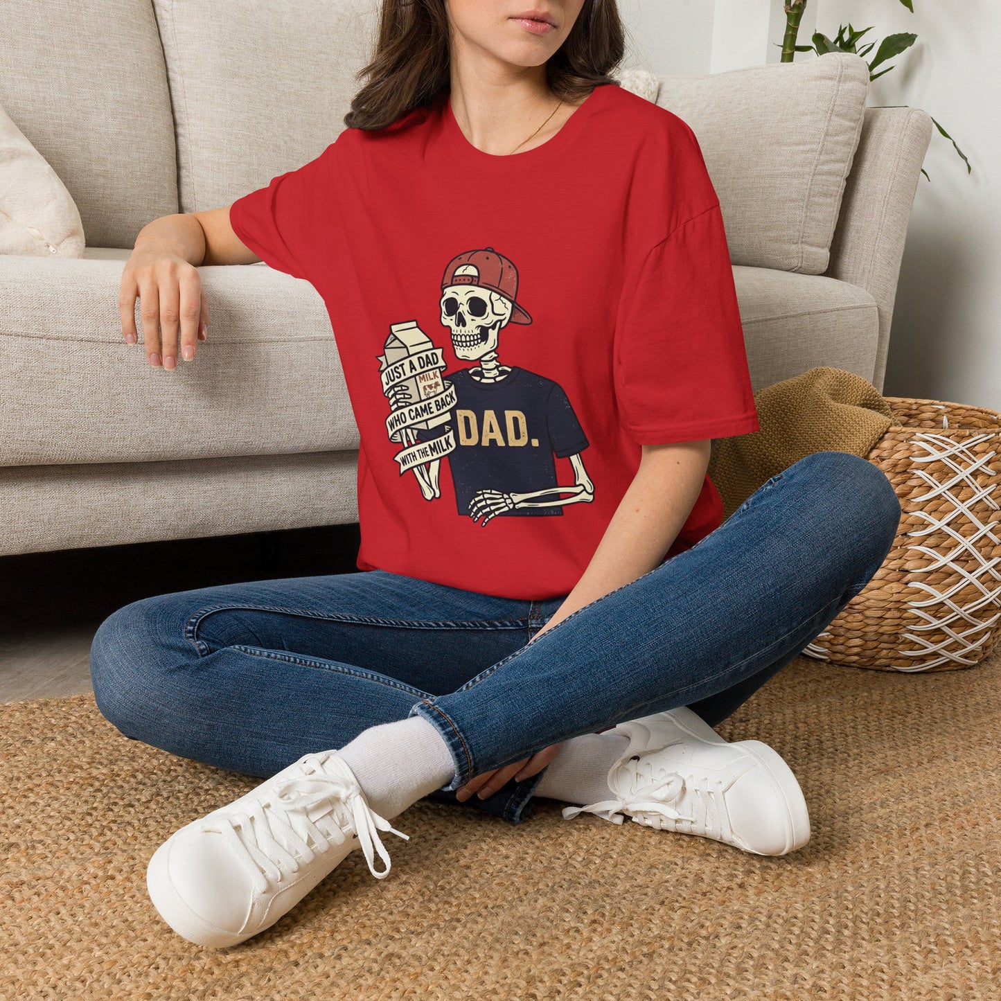 Dad Skeleton T-Shirt — "Just A Dad" Retro Skull Tee