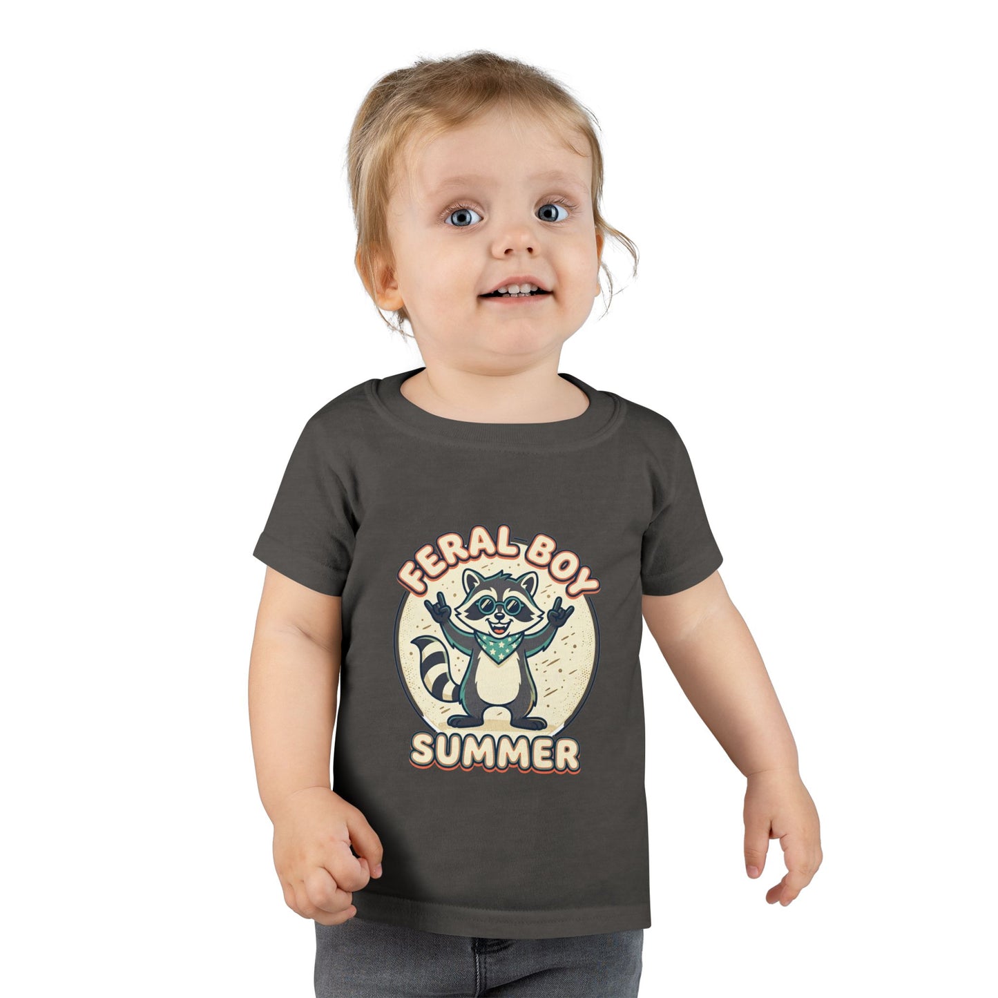 Feral Boy Summer Toddler T-Shirt — Cute Raccoon Graphic Tee for Kids