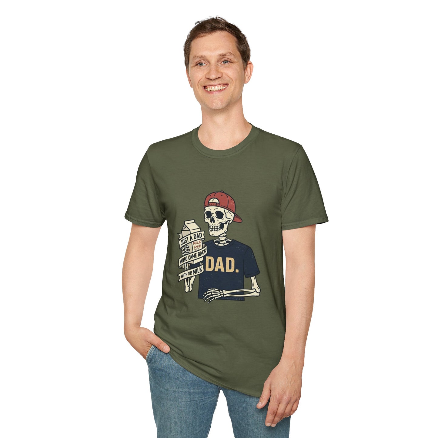 Dad Skeleton T-Shirt — "Just A Dad" Retro Skull Tee