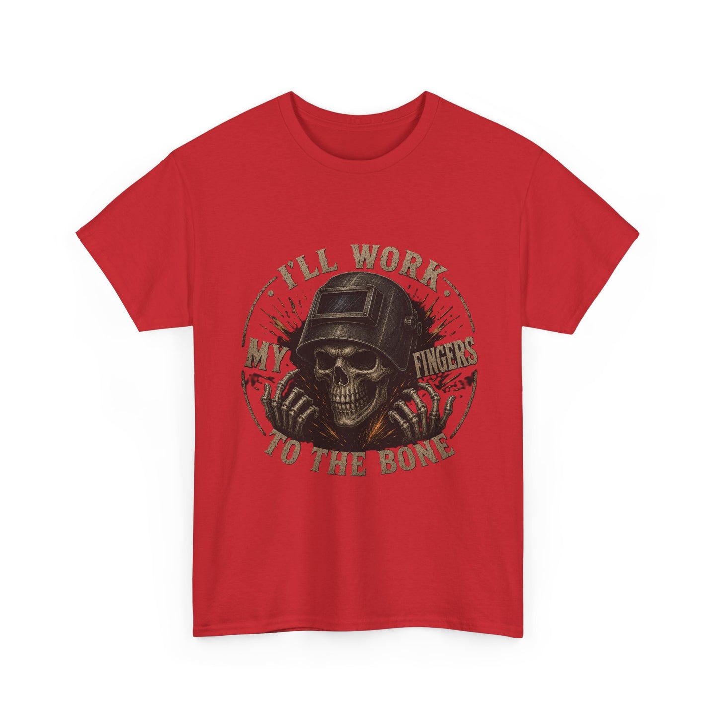 Welding Skull Tee — "I’ll Work My Fingers to the Bone" Vintage Mechanic Shirt