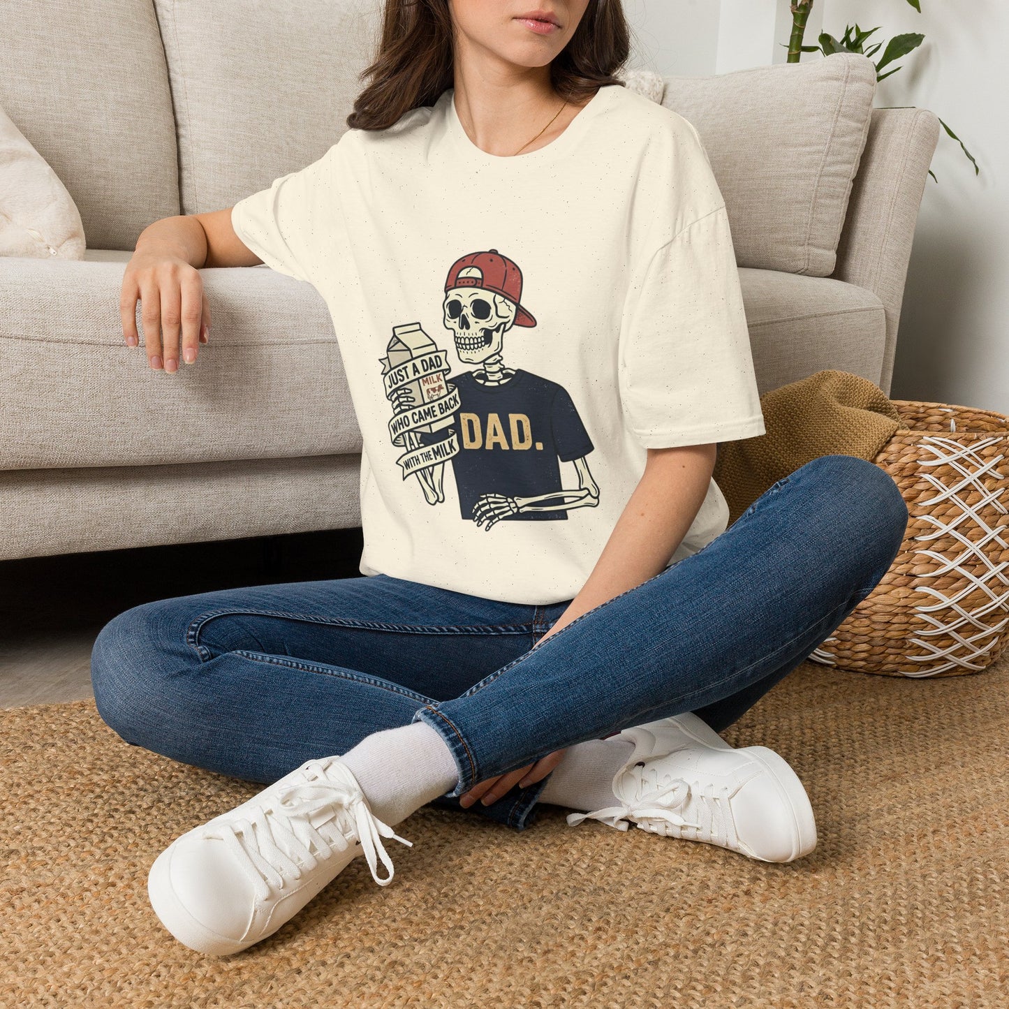 Dad Skeleton T-Shirt — "Just A Dad" Retro Skull Tee