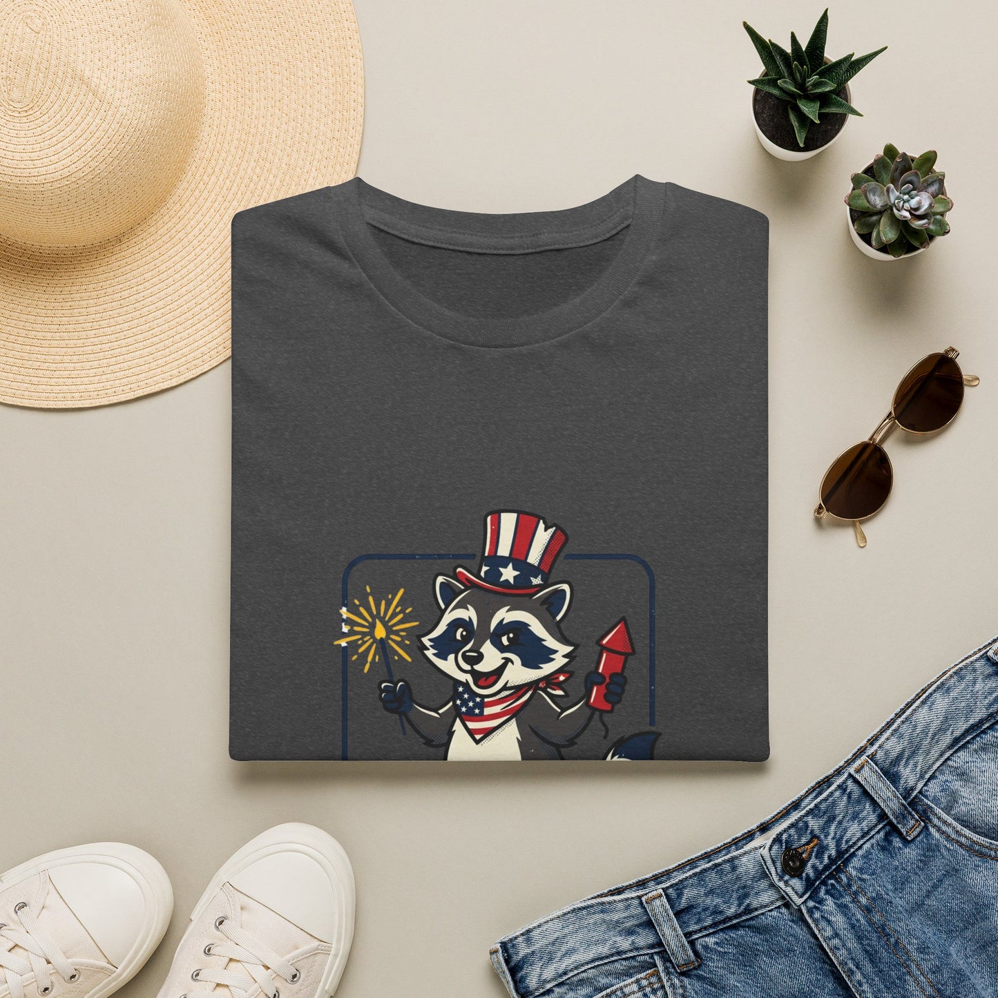 Patriotic Raccoon T‑Shirt — 'Let’s Get Hammered and Blow Shit Up' Fourth of July Tee