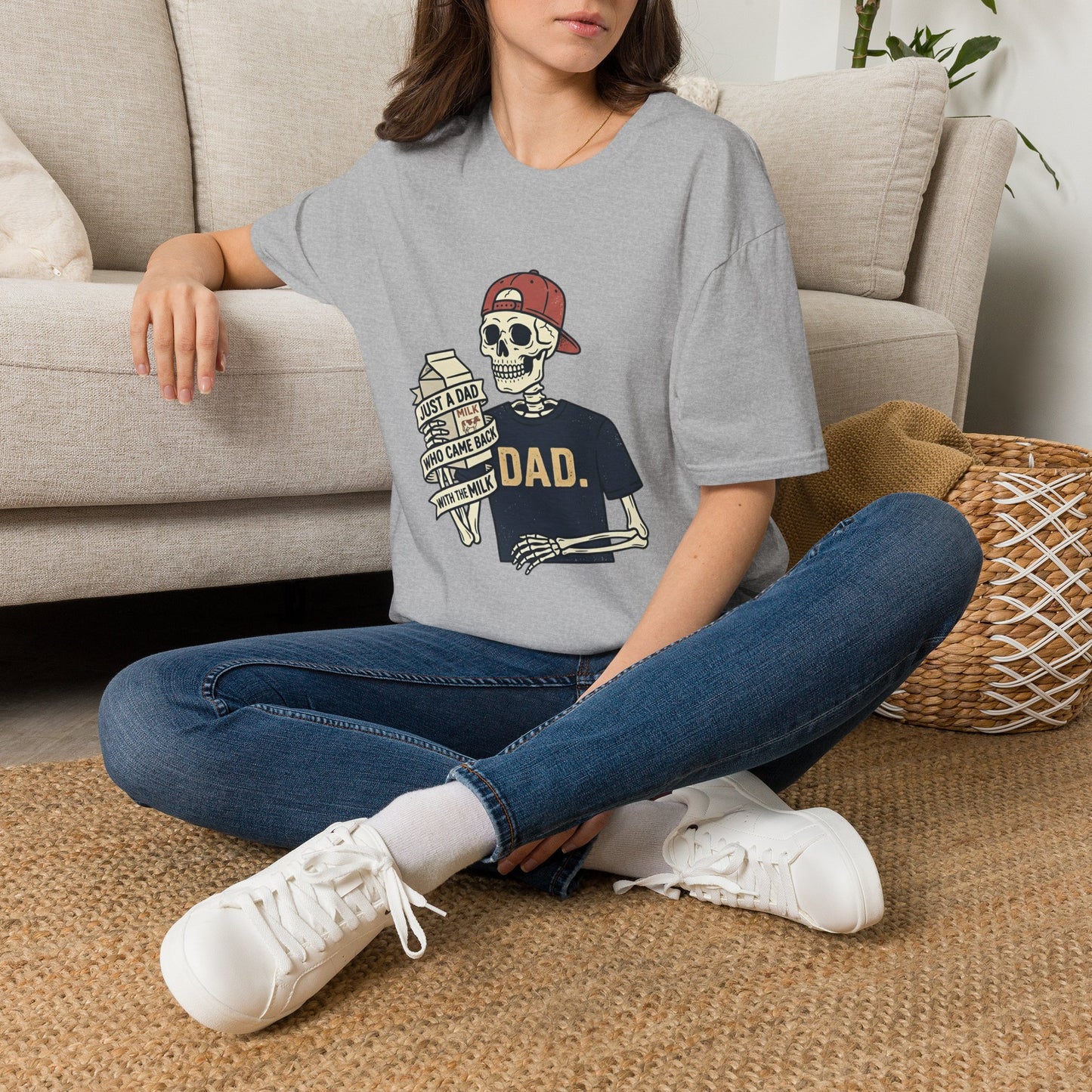 Dad Skeleton T-Shirt — "Just A Dad" Retro Skull Tee