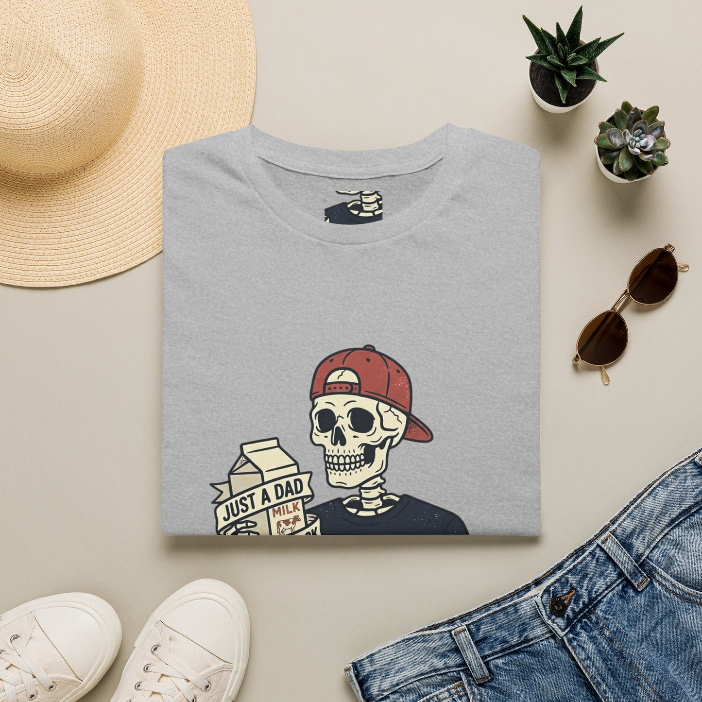 Dad Skeleton T-Shirt — "Just A Dad" Retro Skull Tee