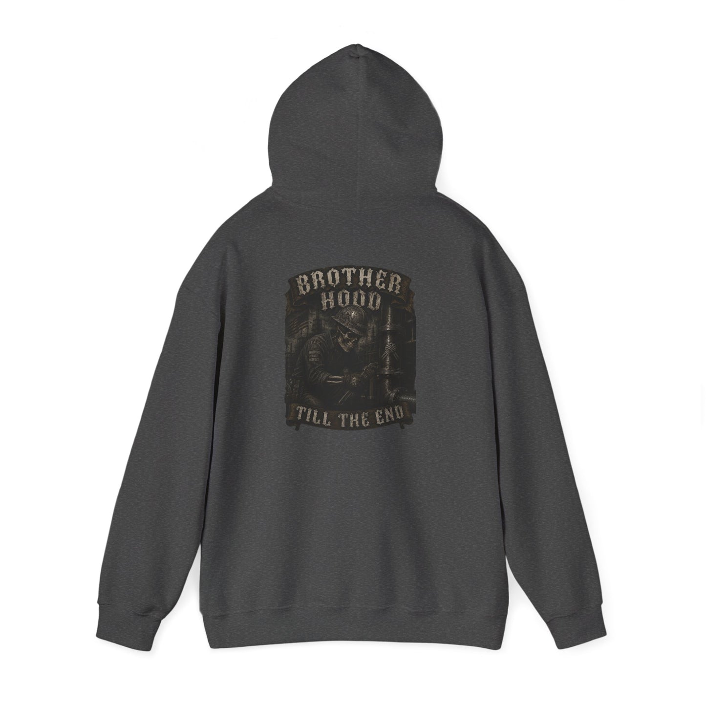 Brotherhood Till The End Hoodie — Vintage Skull Motorcycle Club Pullover