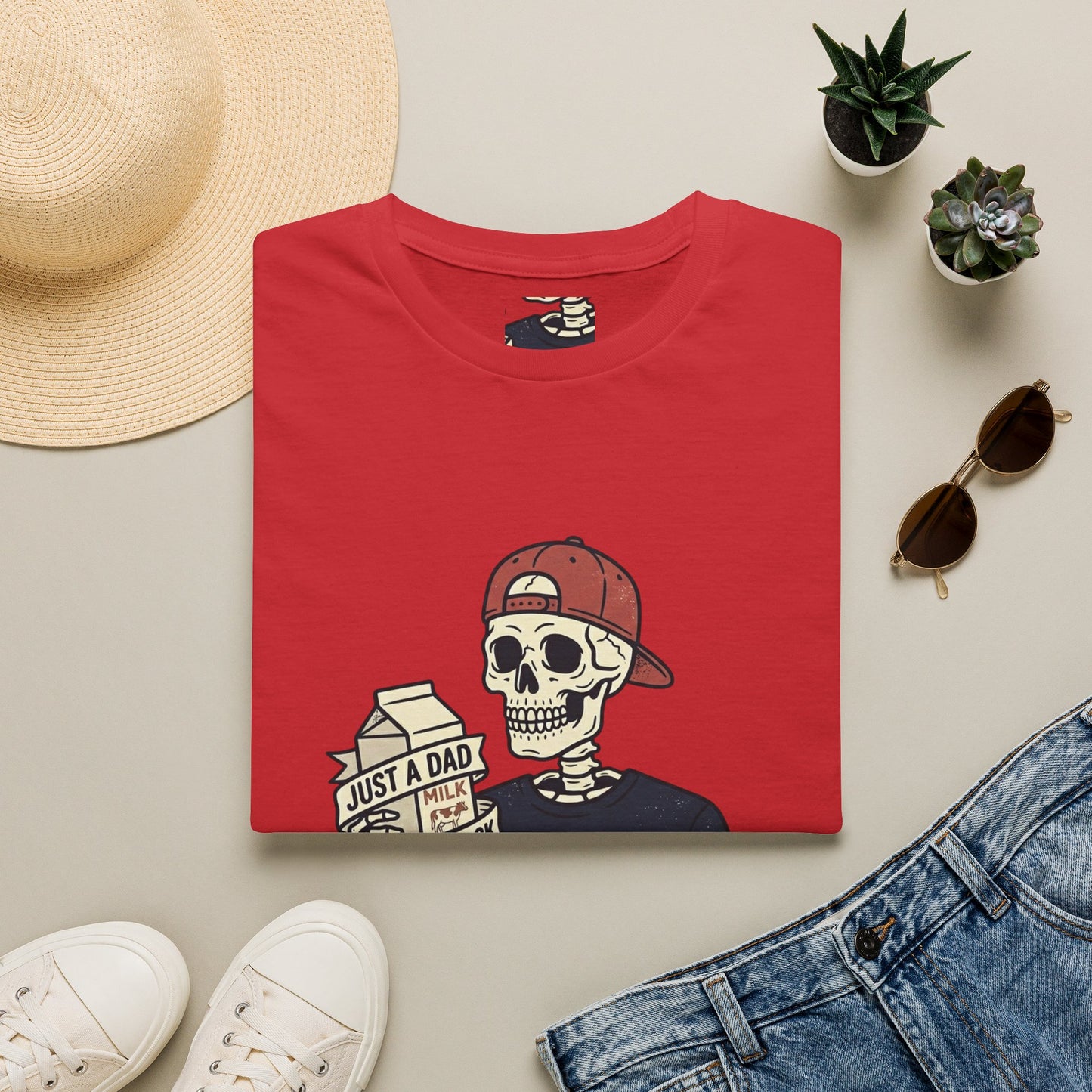 Dad Skeleton T-Shirt — "Just A Dad" Retro Skull Tee