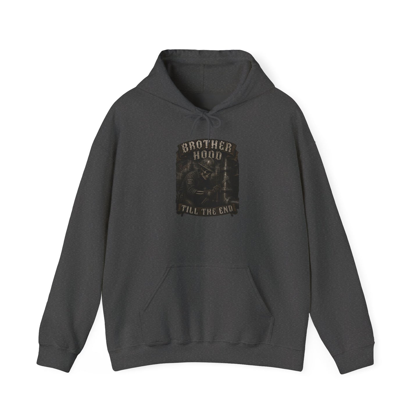 Brotherhood Till The End Hoodie — Vintage Skull Motorcycle Club Pullover