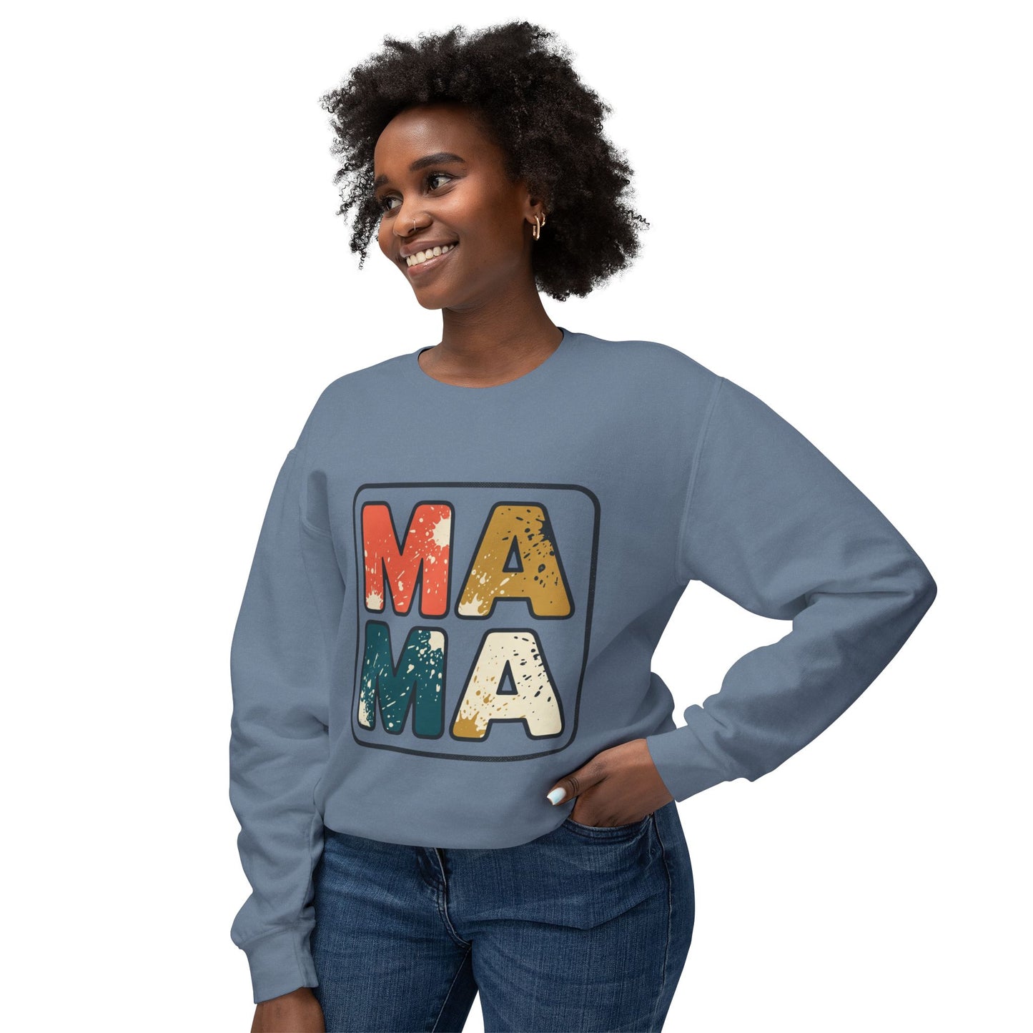 Mama Vintage Block Crewneck Sweatshirt — Retro Distressed "MAMA" Mom Gift